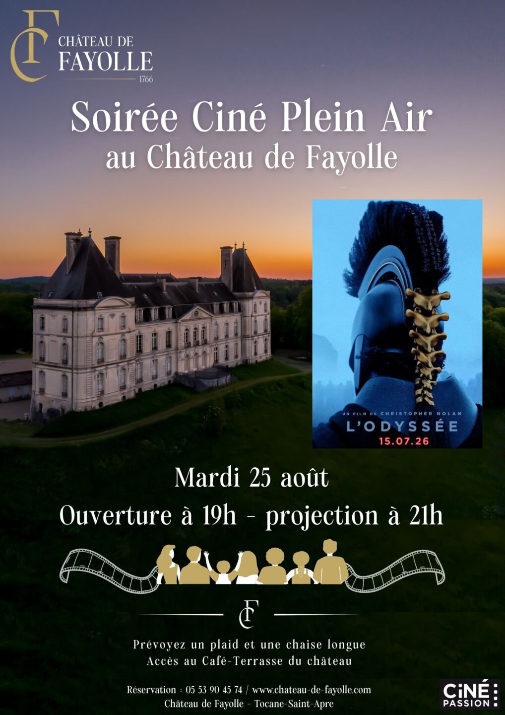 Cinéma en plein air L'Odyssée Château de Fayolle Tocane-Saint-Apre 2026-08-25