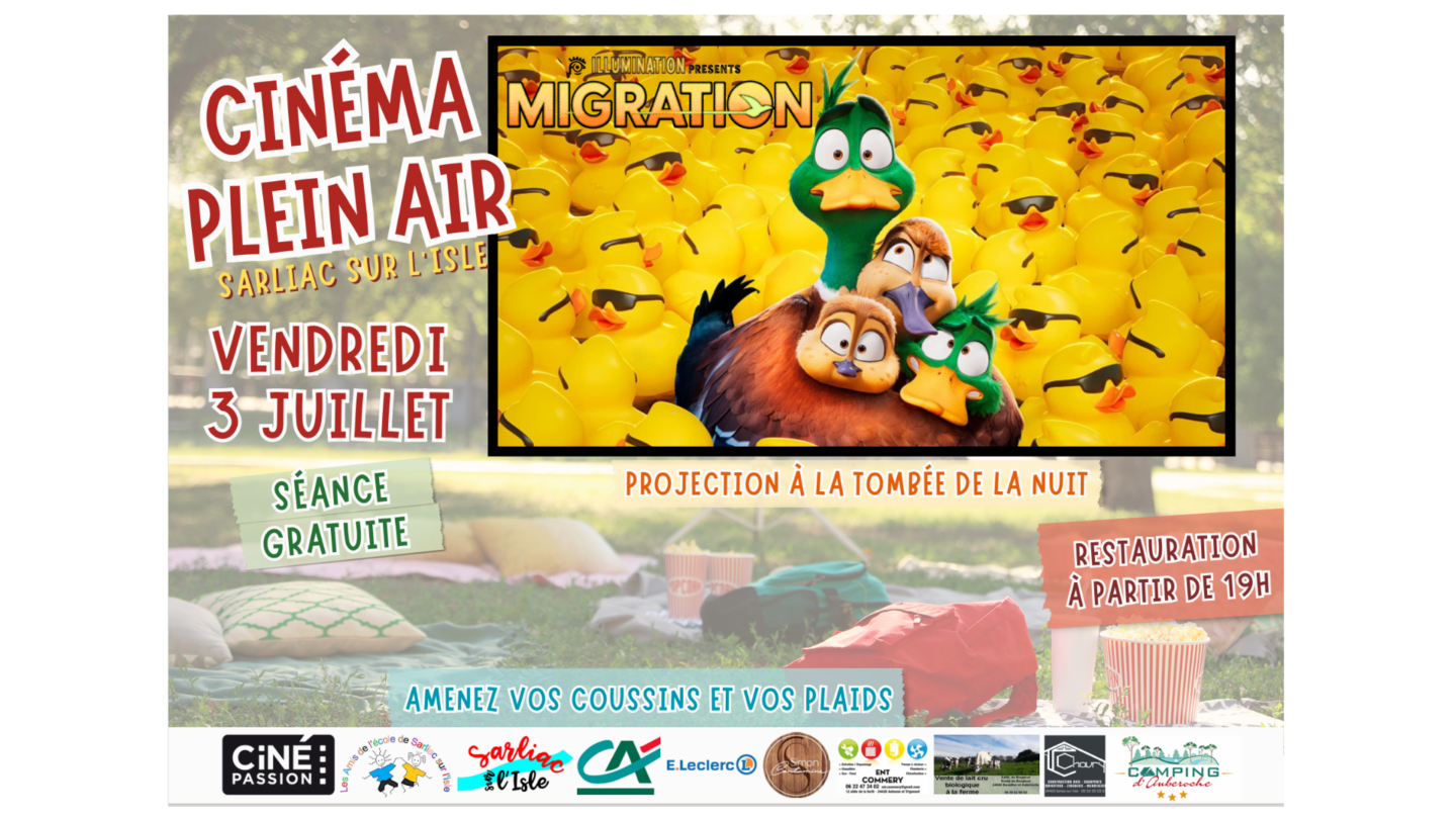 Cinéma en plein air Migration Derrière la Salle des Fêtes Sarliac-sur-l’Isle