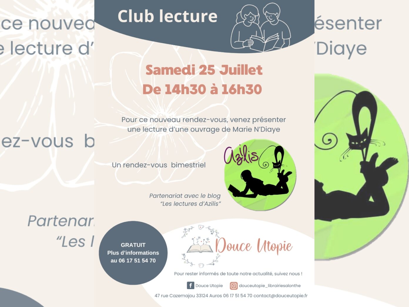 Club lecture Librairie-Salon de thé Douce Utopie Auros