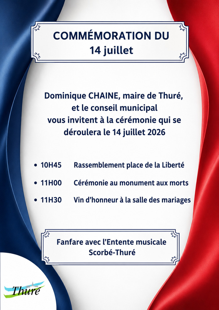 COMMÉMORATION DE LA FÊTE NATIONALE À THURÉ place de la liberté thuré Thuré
