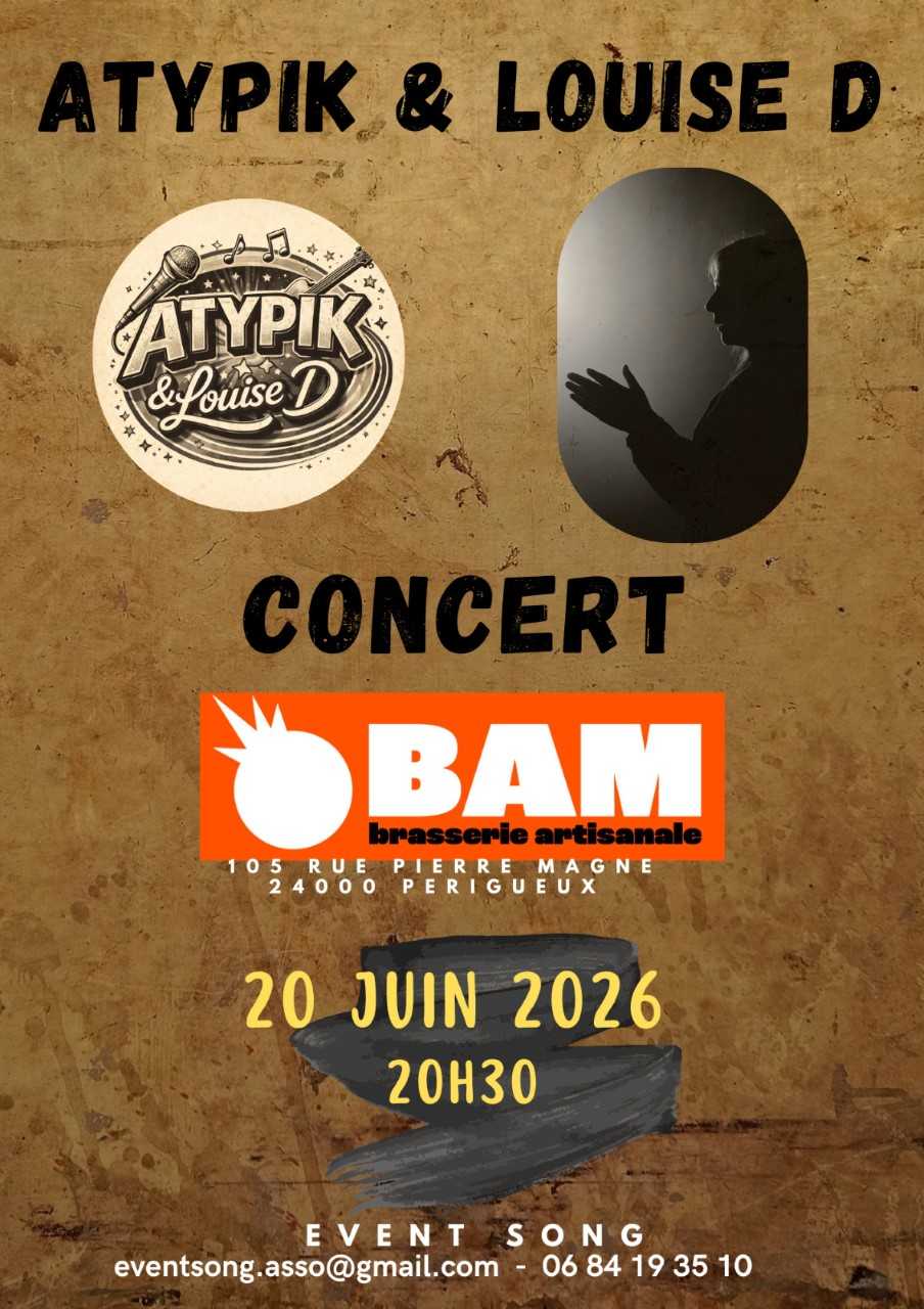 Concert Atypik et Louise D BAM Brasserie Périgueux