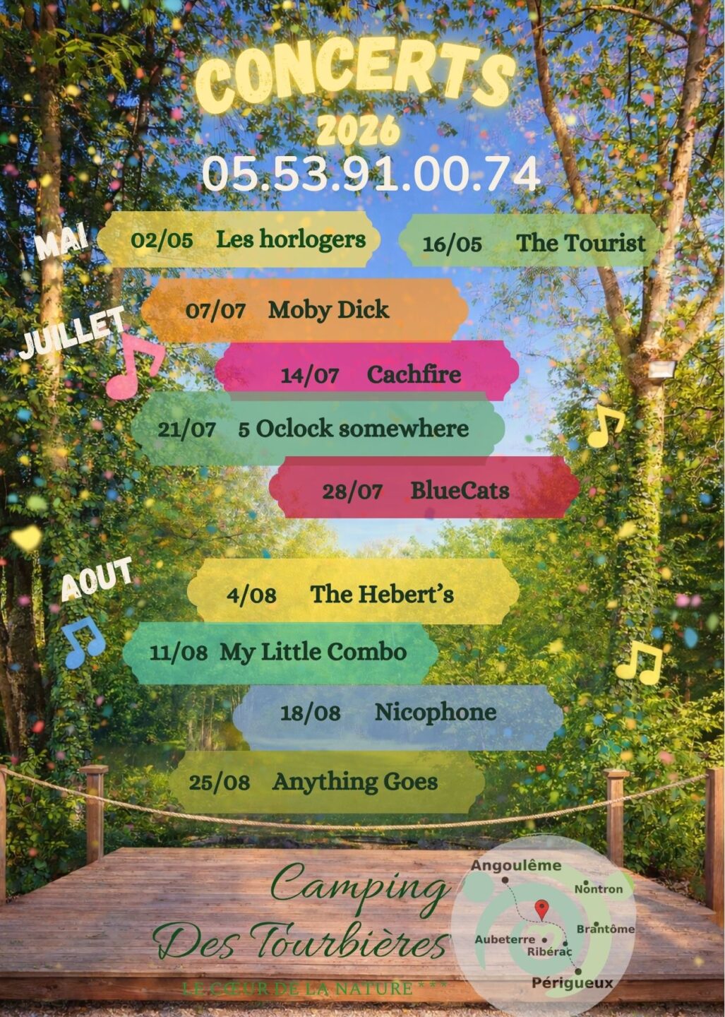 Concert au camping des Tourbières Moby Dick Vendoire