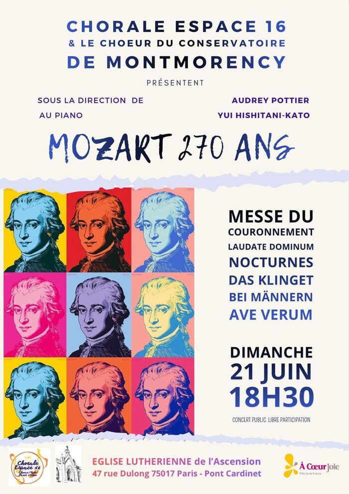 CONCERT CHORALE – MOZART 270 ans, Eglise Luthérienne de l’ascension, Paris
