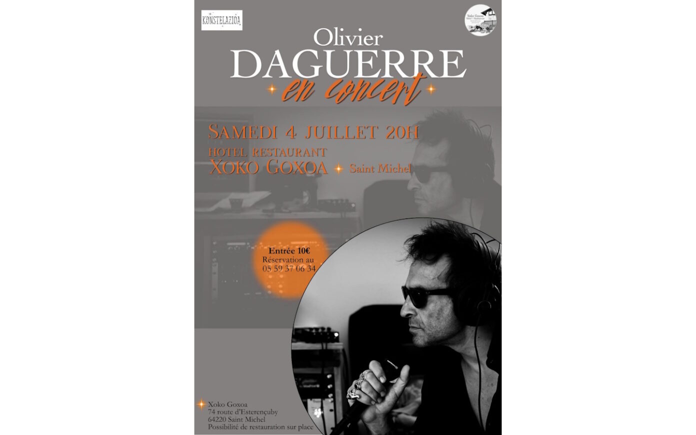 Concert d&rsquo; Olivier Daguerre Hôtel restaurant Xoko Goxoa Saint-Michel