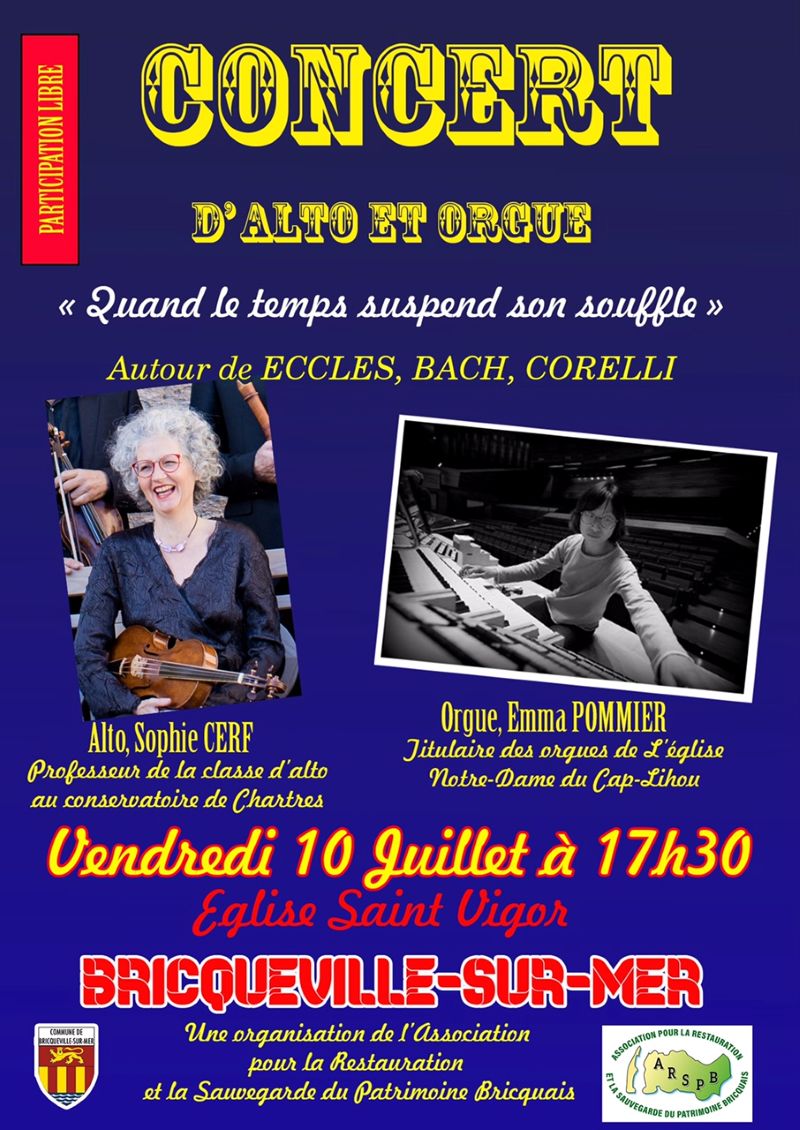 Concert d’alto et orgue Quand le temps suspend son souffle Route du Bocage Bricqueville-sur-Mer