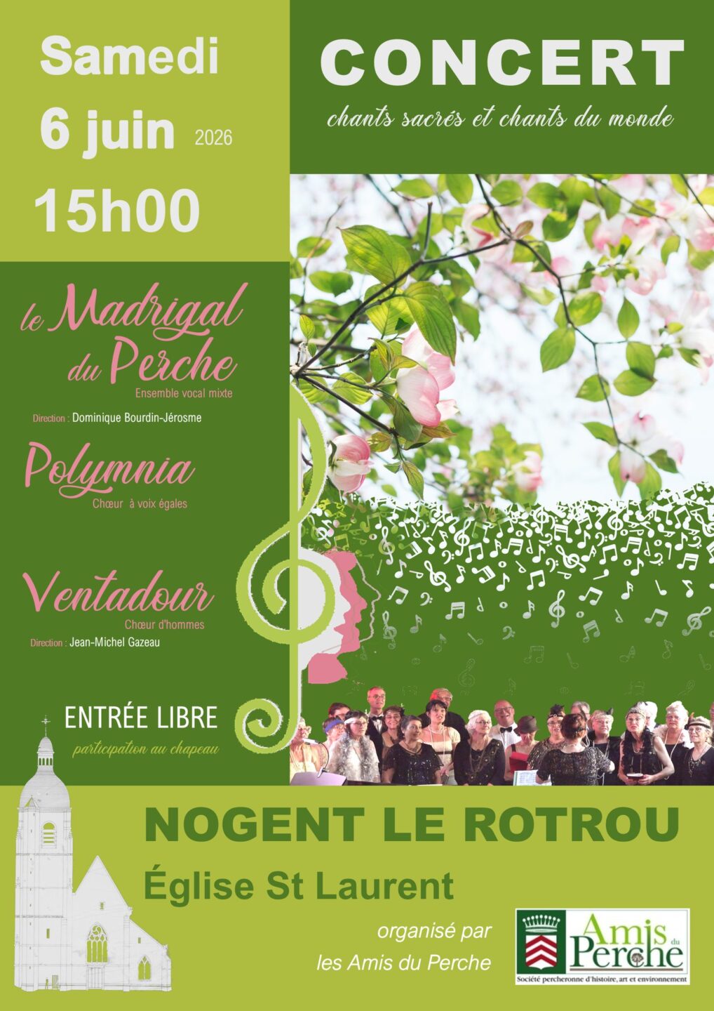 Concert de chants sacrés et du monde à l&rsquo;Eglise St-Laurent  Nogent-le-Rotrou