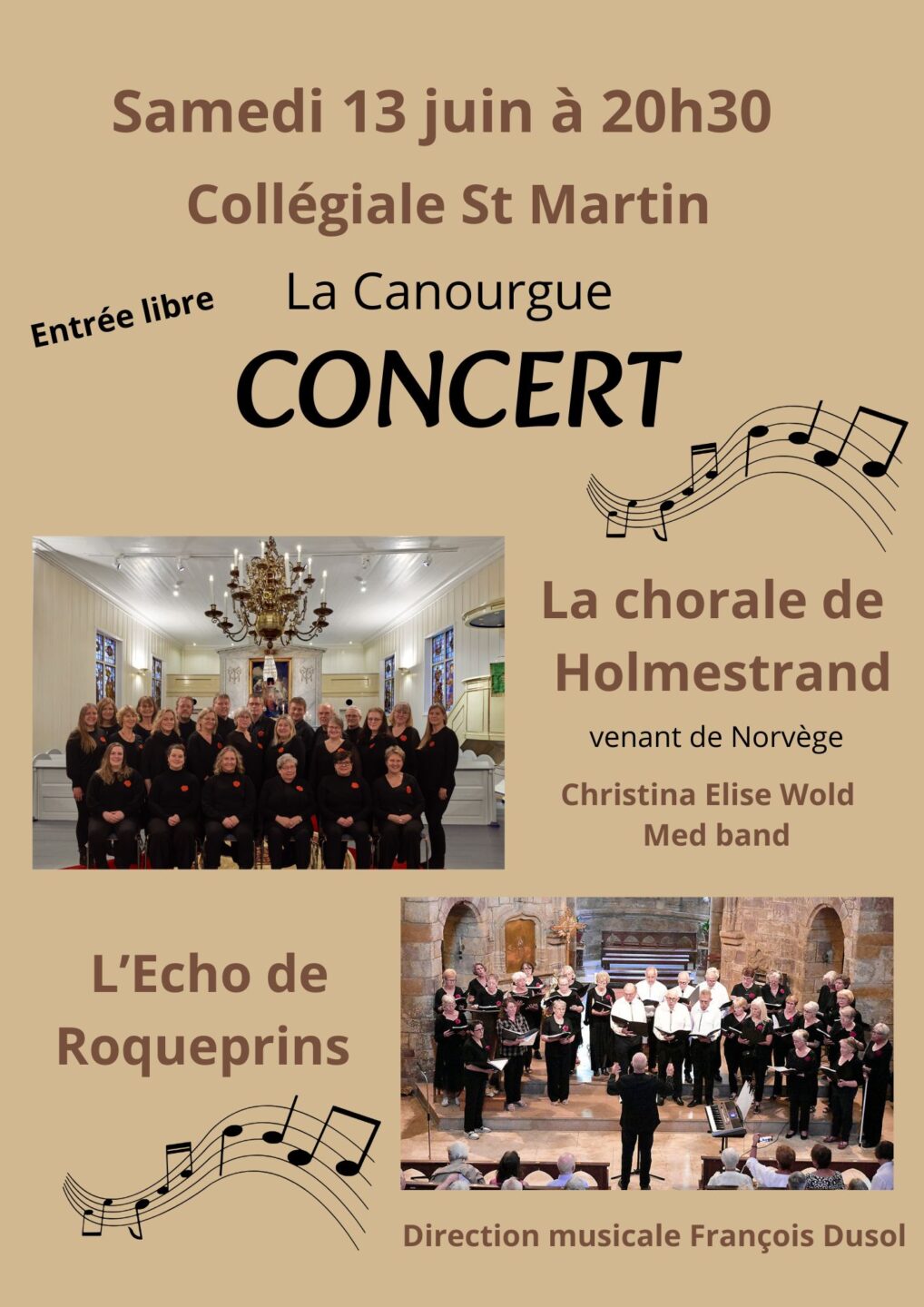 CONCERT DE L’ÉCHO DE ROQUEPRINS ET LA CHORALE DE HOLMESTRAND Rue Issalène La Canourgue