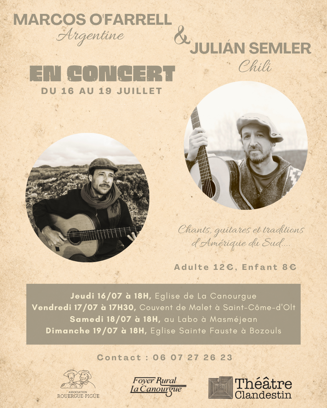 CONCERT DE MARCOS O&rsquo;FARELL & JULIAN SEMLER Rue Isalene La Canourgue