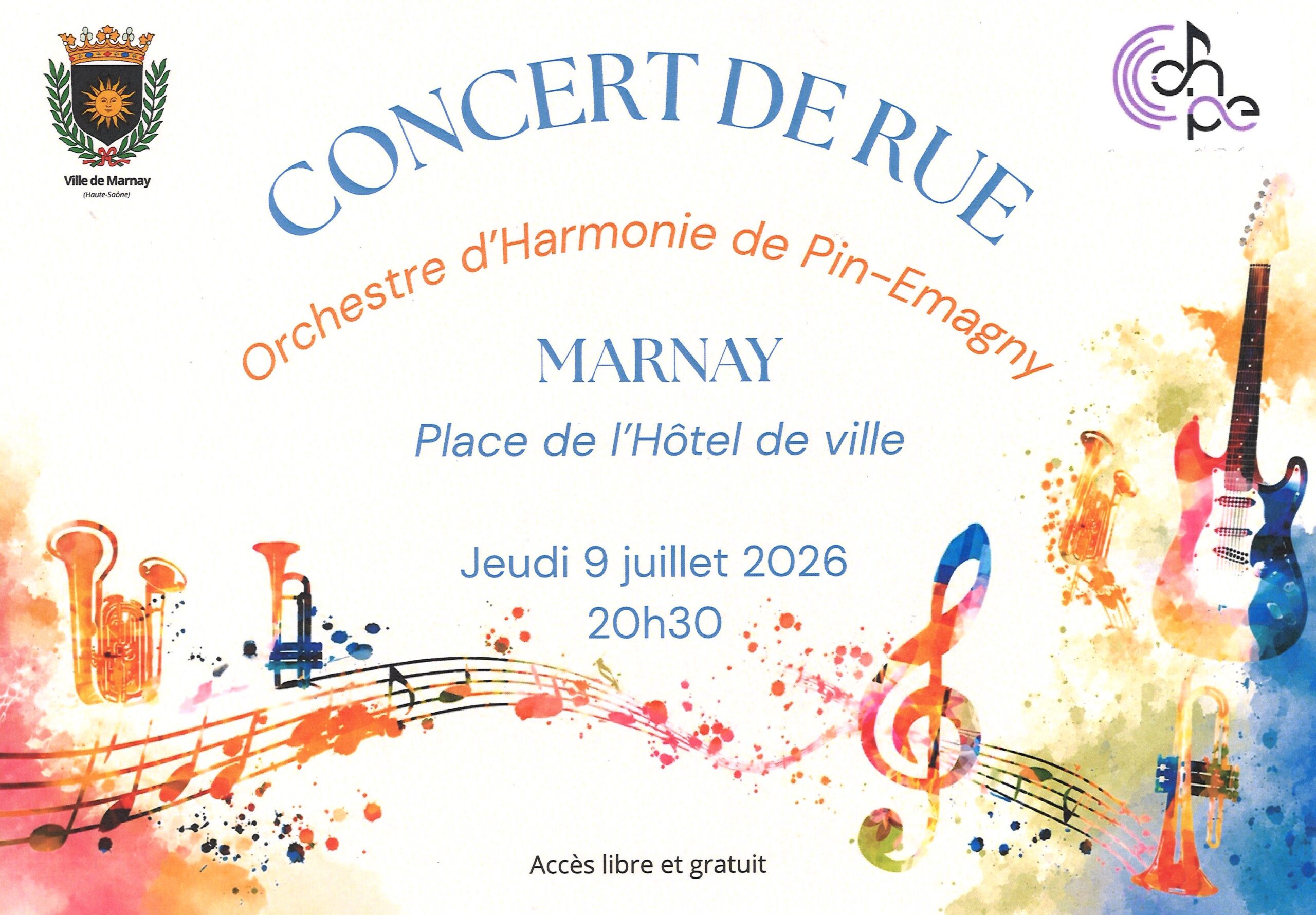 Concert de Rue avec l'OHPE Place de l'Hôtel de Ville Marnay 2026-07-09