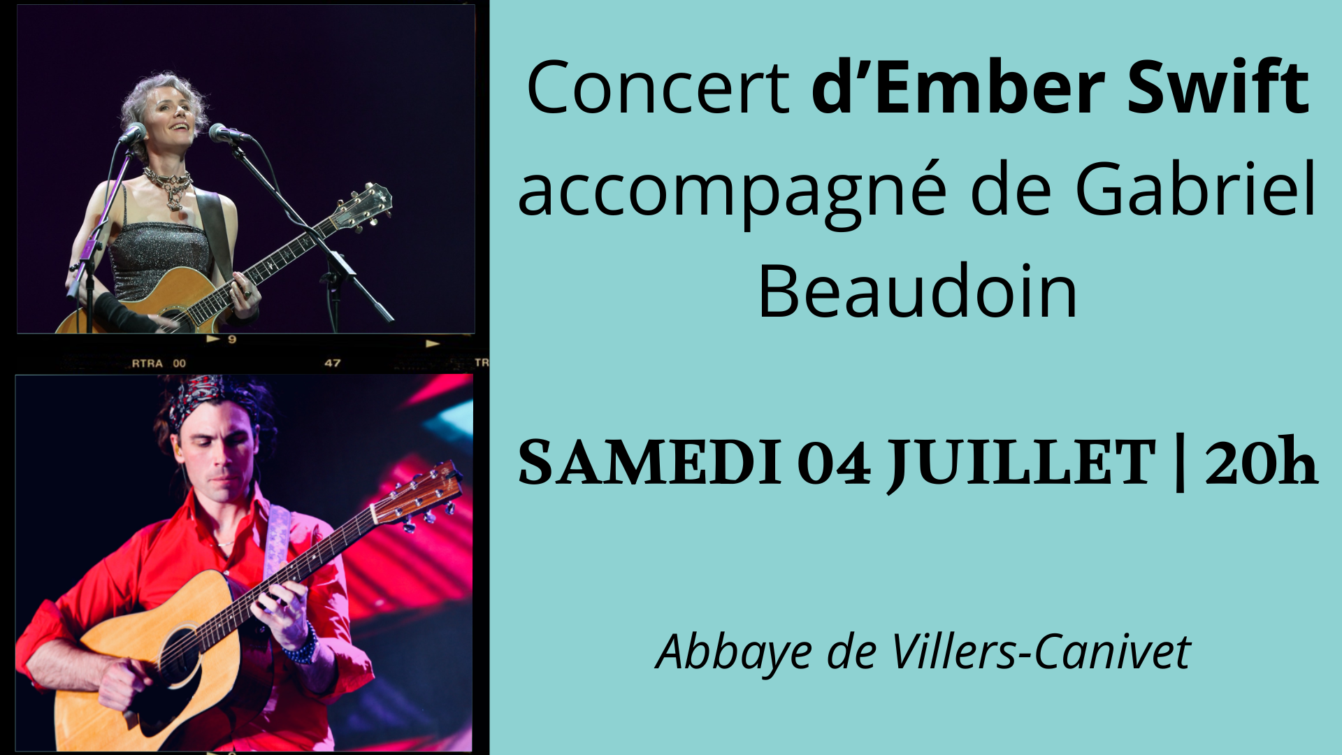 Concert d'Ember Swift & Gabriel Beaudoin Abbaye de Villers-Canivet Villers-Canivet 2026-07-04