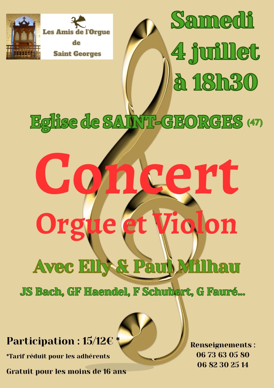 Concert Orgue et Violon Eglise de Saint-Georges Saint-Georges