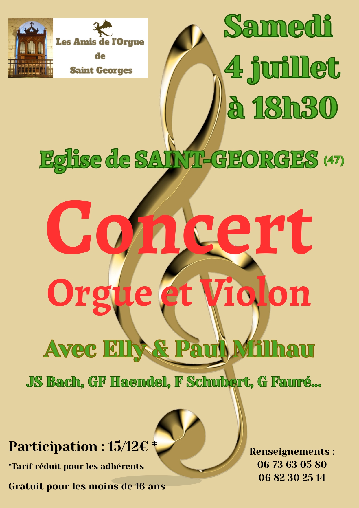 Concert Orgue et Violon 8 Rue des Artisans Saint-Georges 2026-07-04