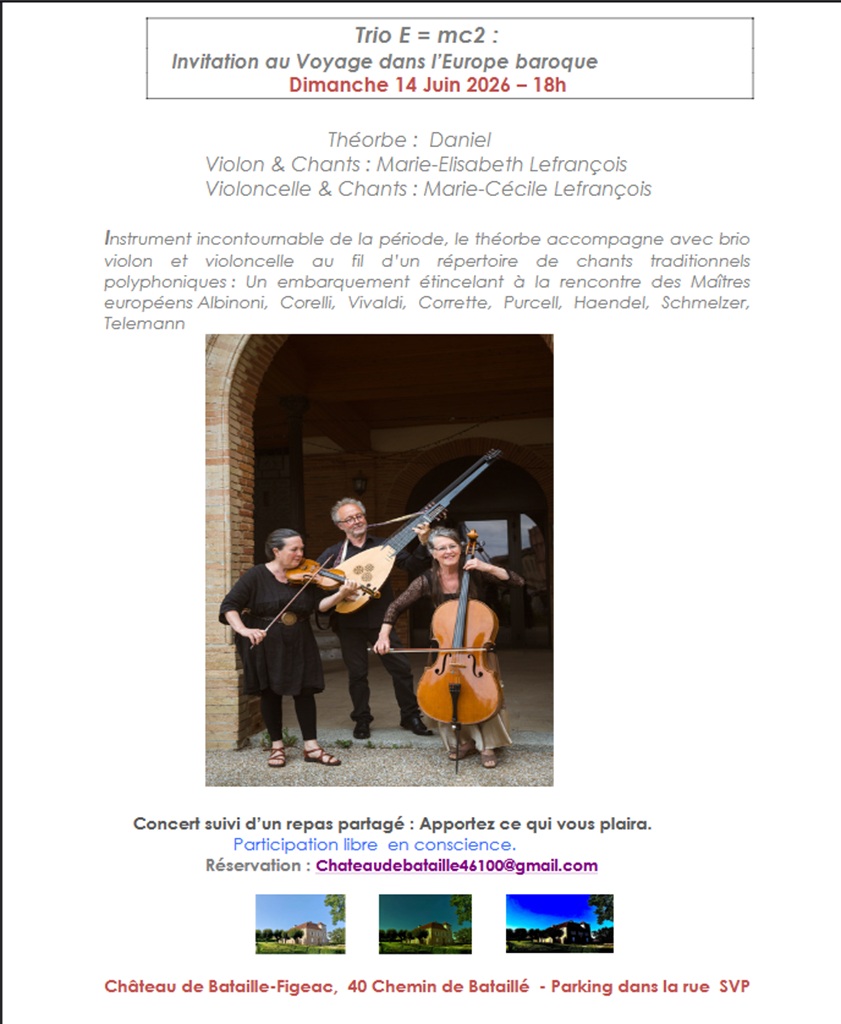 Concert polyphonique baroque, Trio E = mc2 Figeac