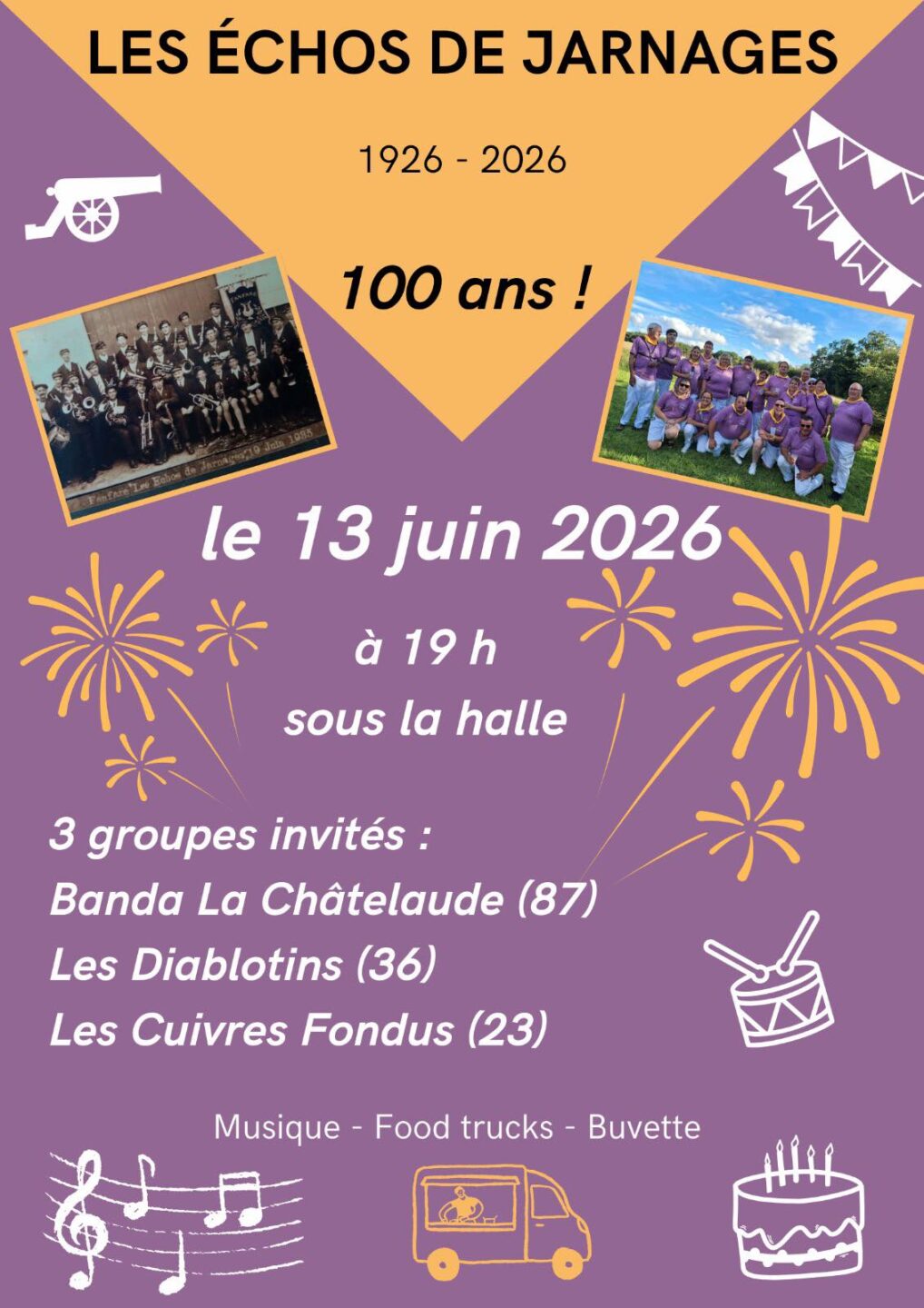 Concert pour les 100 ans des Echos de Jarnages Halle du marché Jarnages