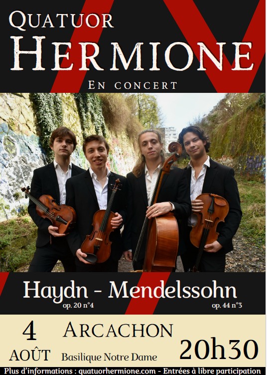 Concert Quatuor Hermione Place de la Basilique Notre Dame Arcachon