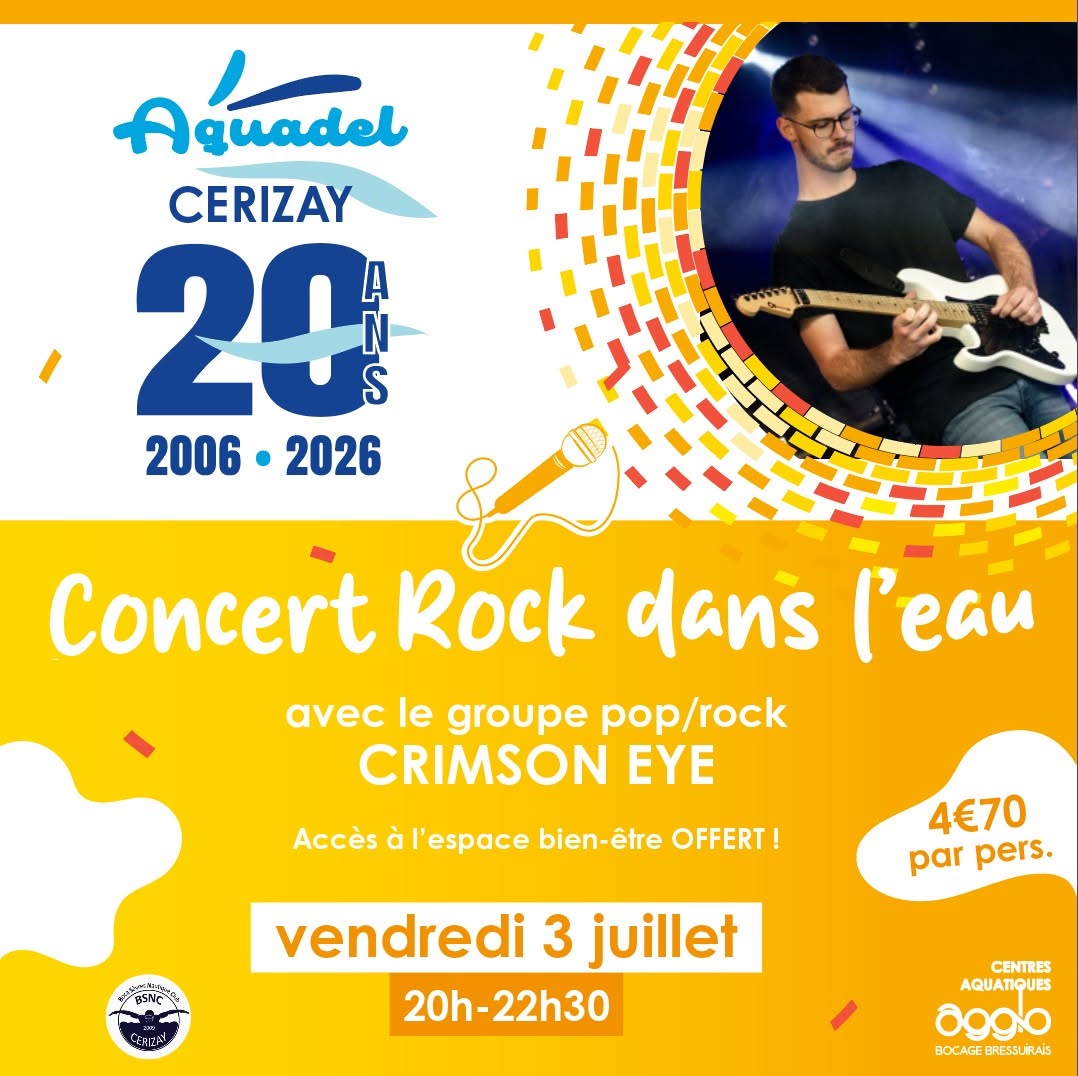 Concert rock dans l’eau Les 20 ans d’Aquadel Centre aquatique Aquadel Cerizay