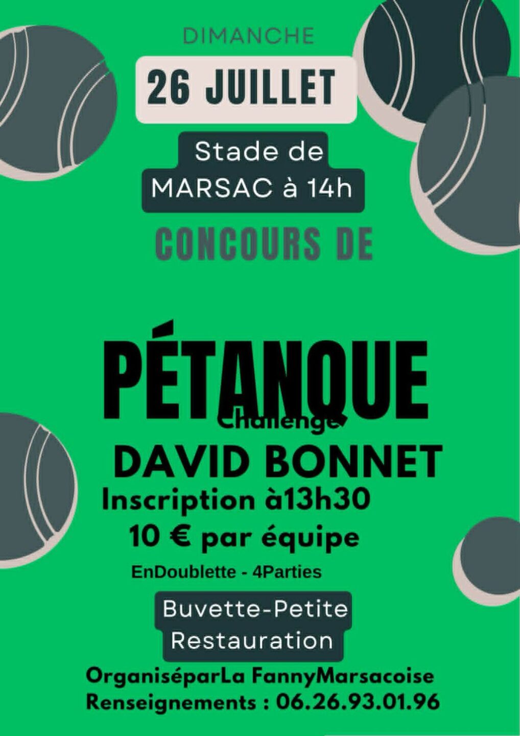 Concours de Pétanque Challenge David BONNET Marsac