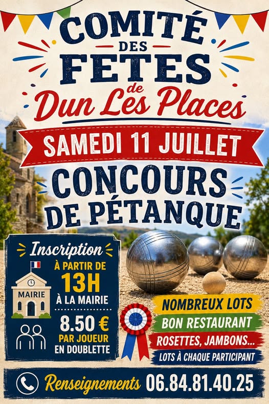 Concours de pétanque Mairie Dun-les-Places