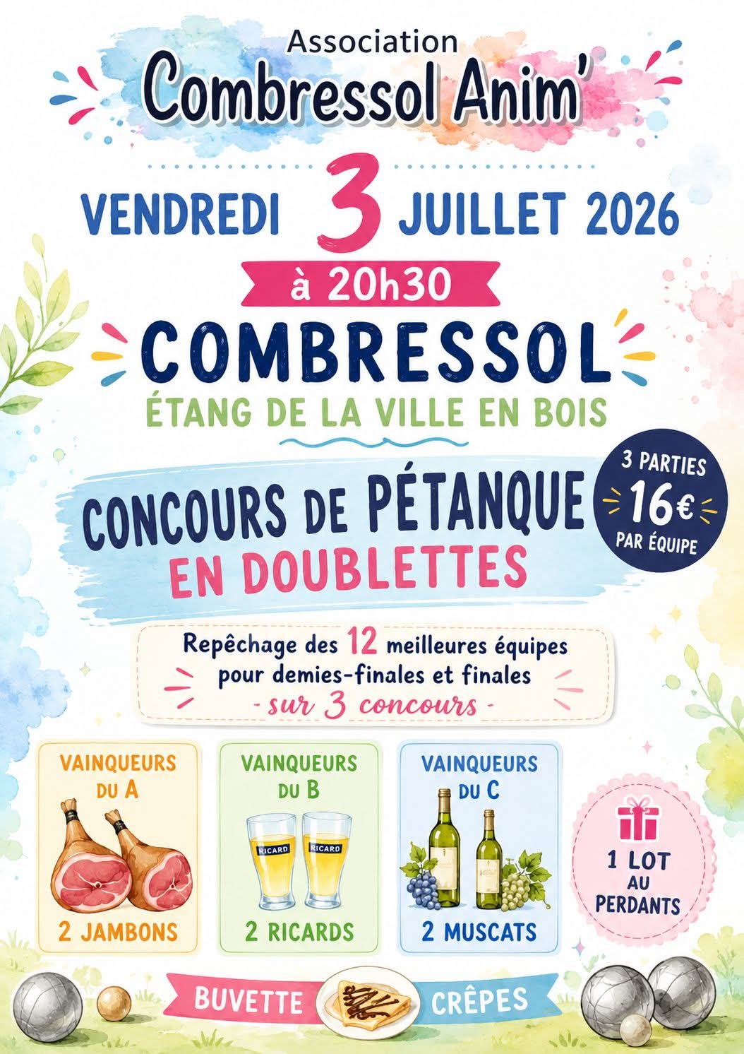 Concours de pétanque en doublette Combressol