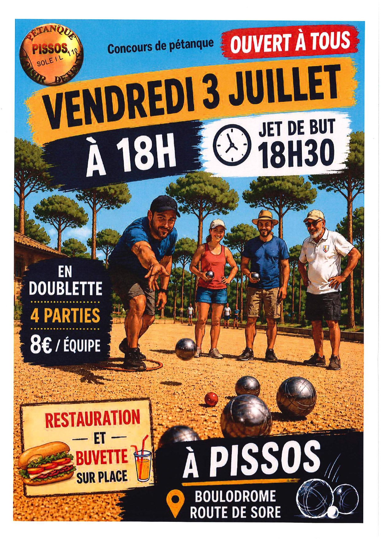 Concours de pétanque en nocturne Boulodrome de Pissos Pissos 2026-07-03