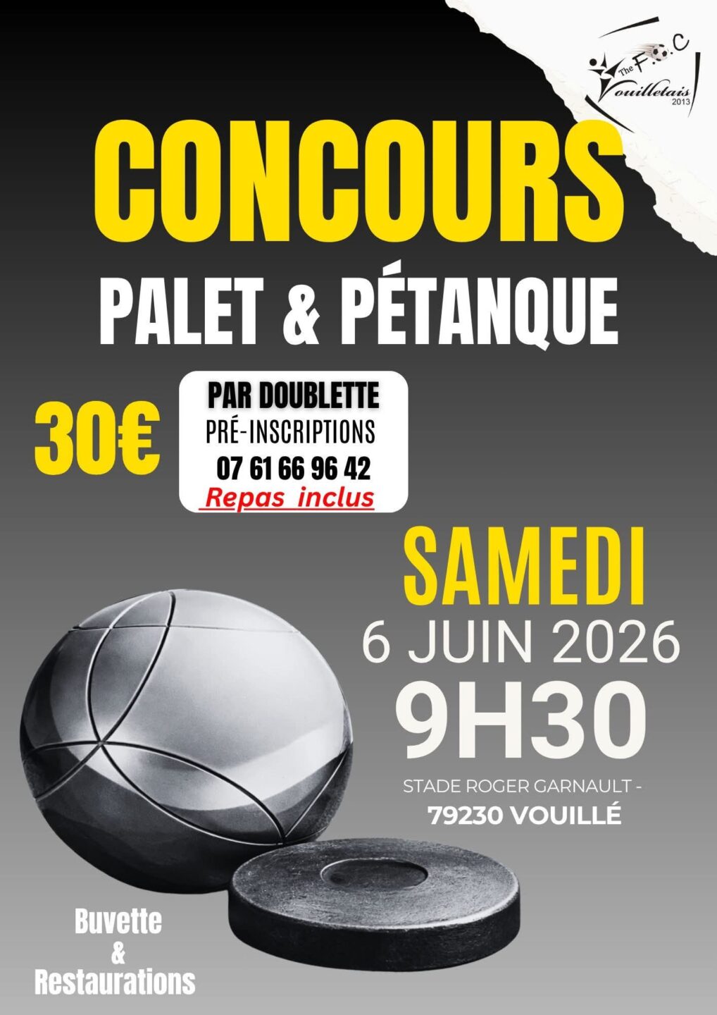 Concours de pétanque et de palets à Vouillé Stade Municipal Roger Garnaud Vouillé