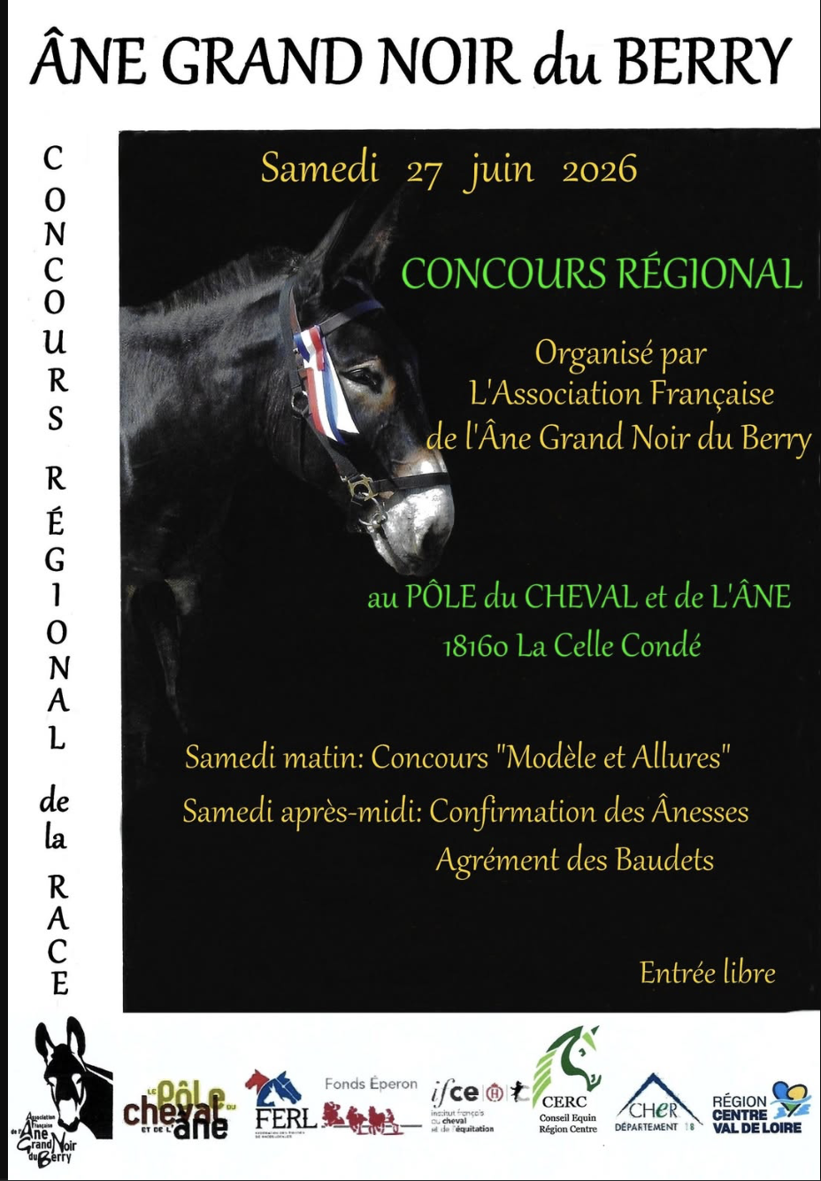 Concours régional Ane Grand Noir du Berry La Celle-Condé
