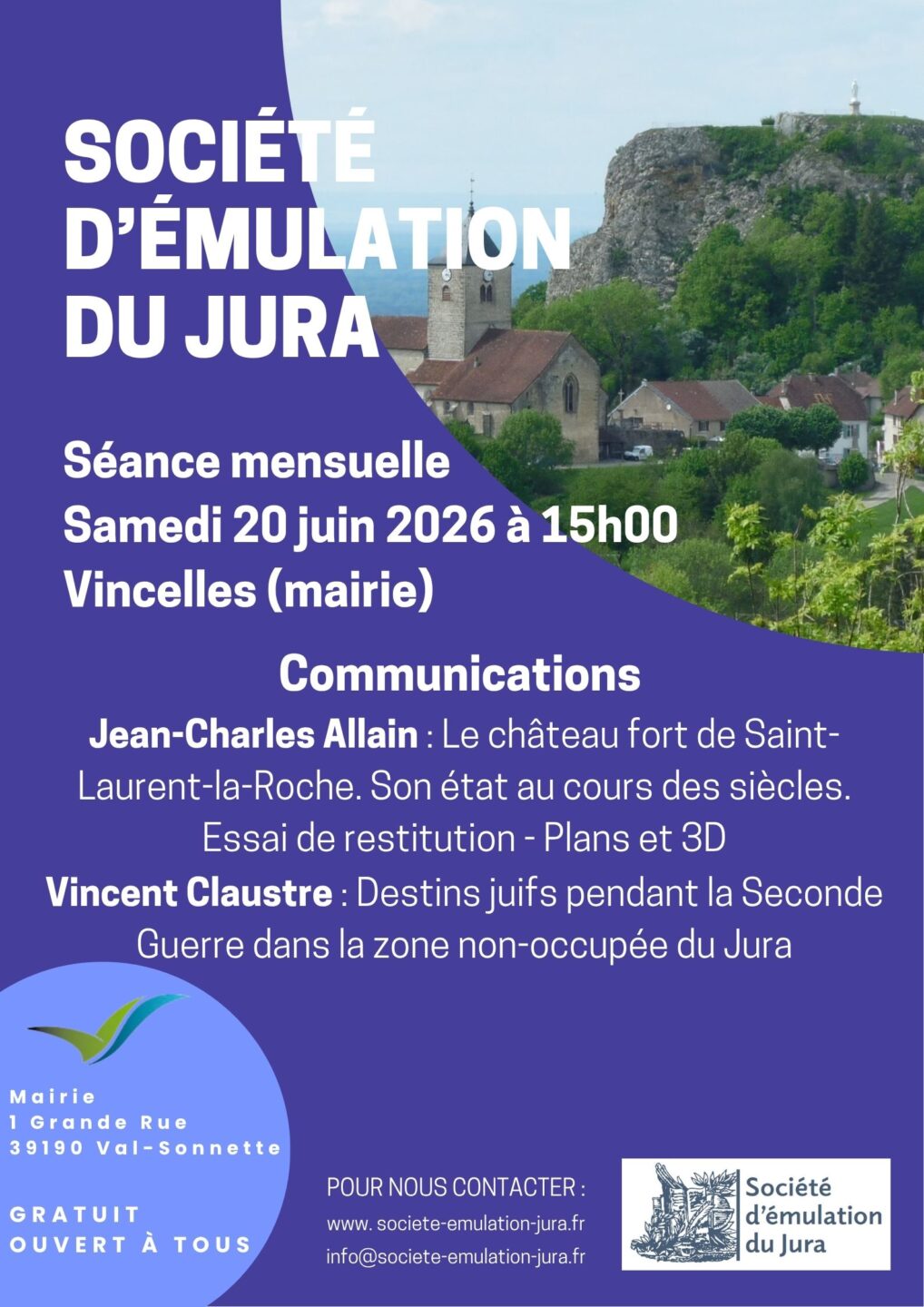Conférence de Vincent Claustre destins des juifs pendant la Seconde Guerre dans la zone non-occupée du Jura Mairie Val-Sonnette