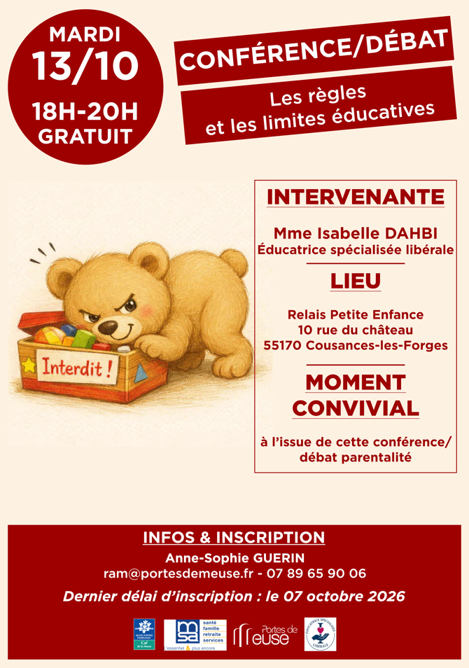 Conférence / débat Les limites et les règles éducatives chez l’enfant Relais Petite Enfance Cousances-les-Forges