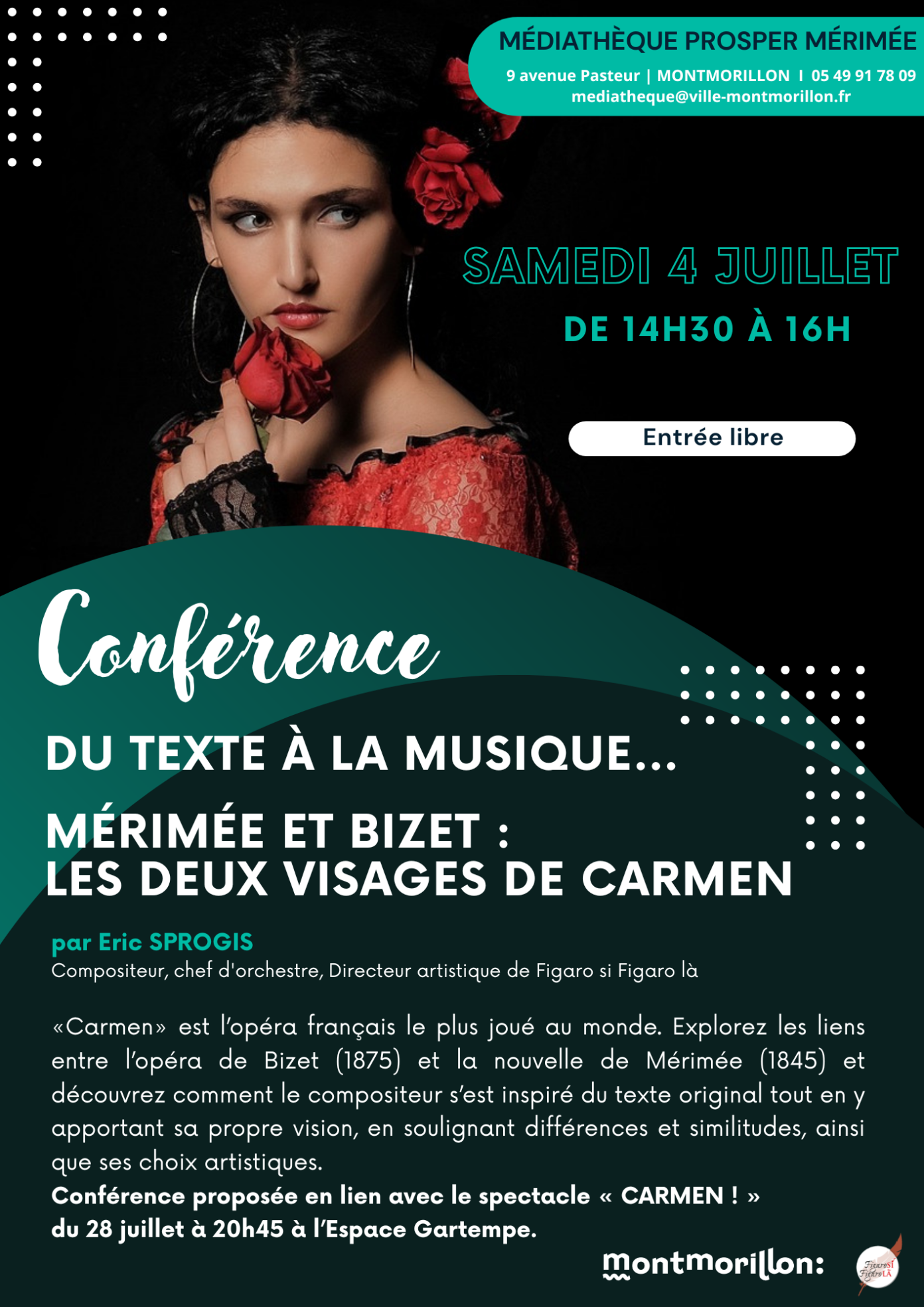 Conférence du texte à la musique, Mérimée et Bizet les deux visages de Carmen  Montmorillon