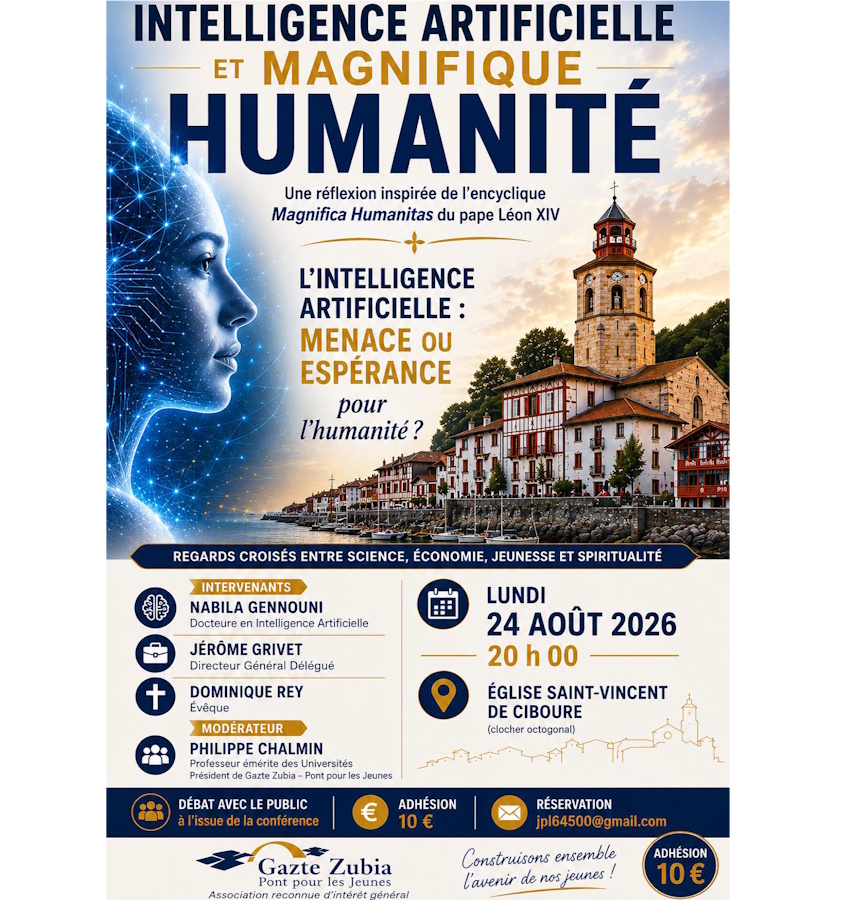 Conférence: Intelligence artificielle et magnifique humanité. Rue Pocalette Ciboure