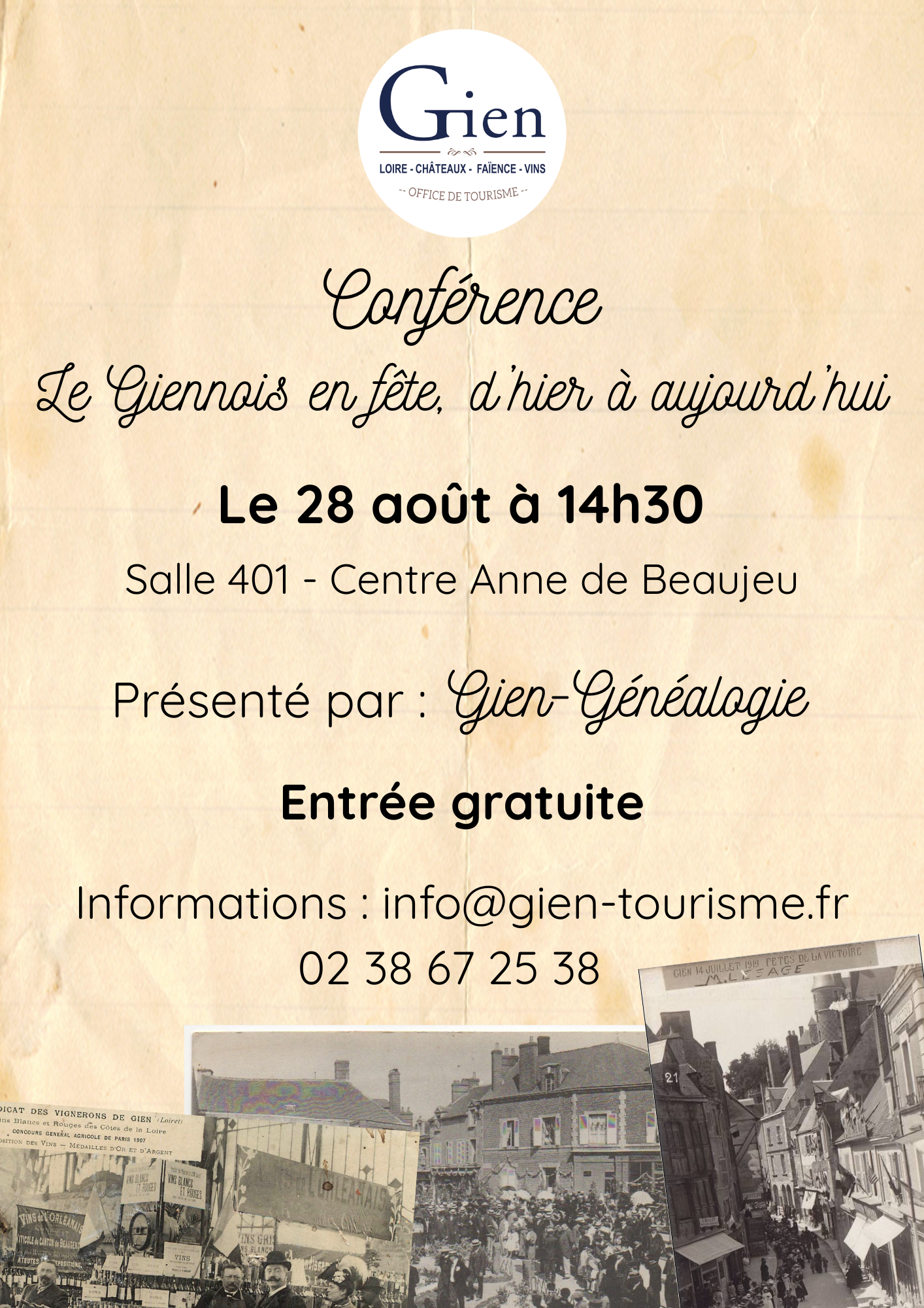 Conférence Le Giennois en fête, d&rsquo;hier à aujourd&rsquo;hui  Gien