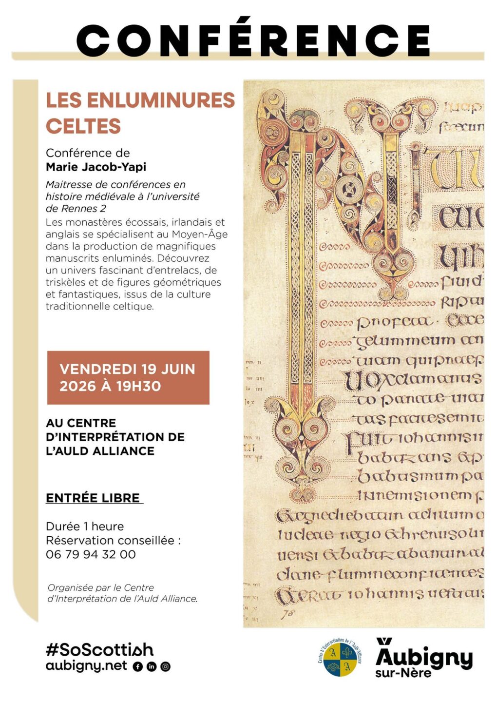 Conférence les enluminures celtes  Aubigny-sur-Nère