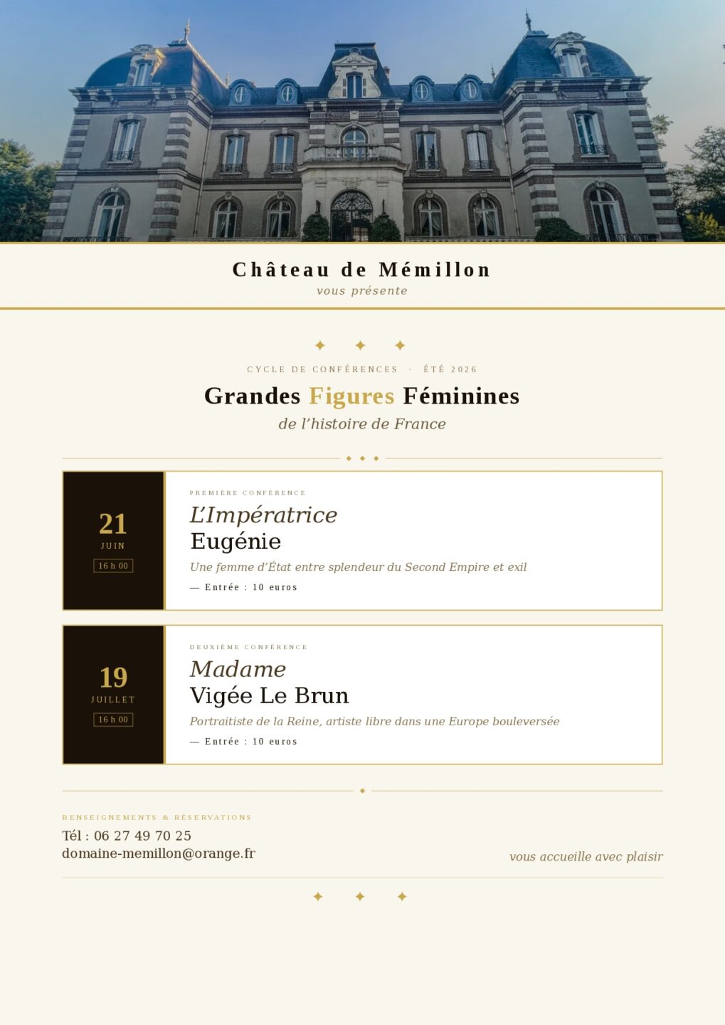 Conférence Madame Vigée Le Brun Saint-Maur-sur-le-Loir 2026-07-19