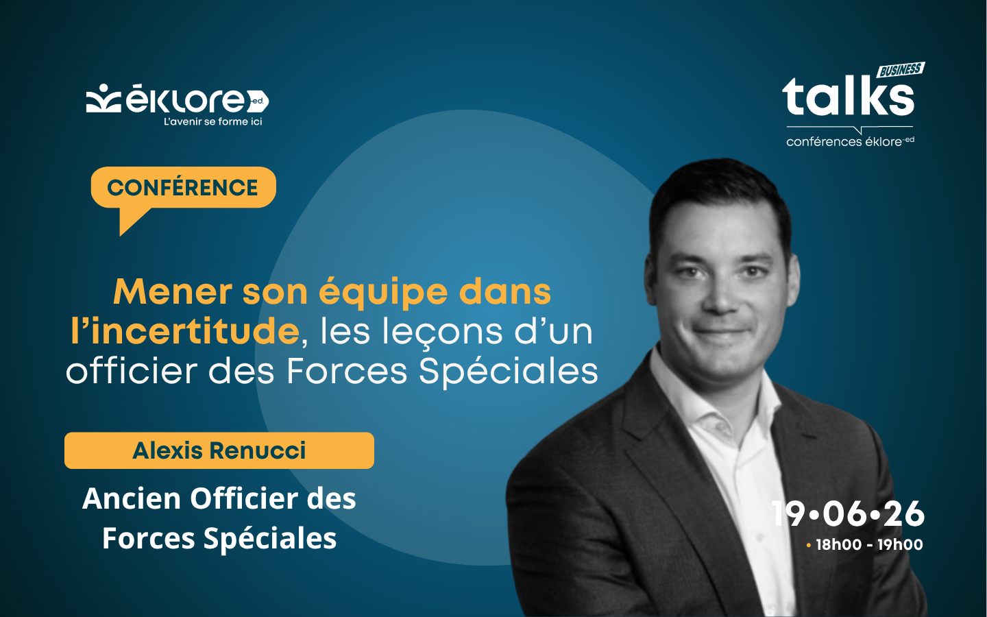 Conférence Mener son équipe dans l’incertitude avec Alexis Renucci Campus éklore Pau