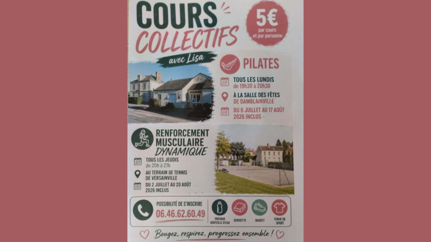 Cours collectifs de sport avec Lisa Terrain de tennis (à coté de la Mairie) Versainville