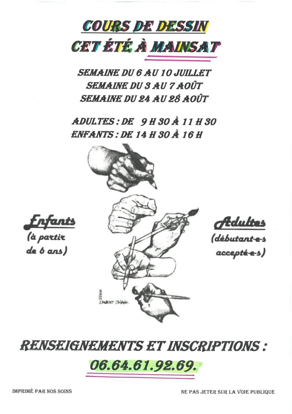 Cours de dessin cet été à Mainsat Mainsat