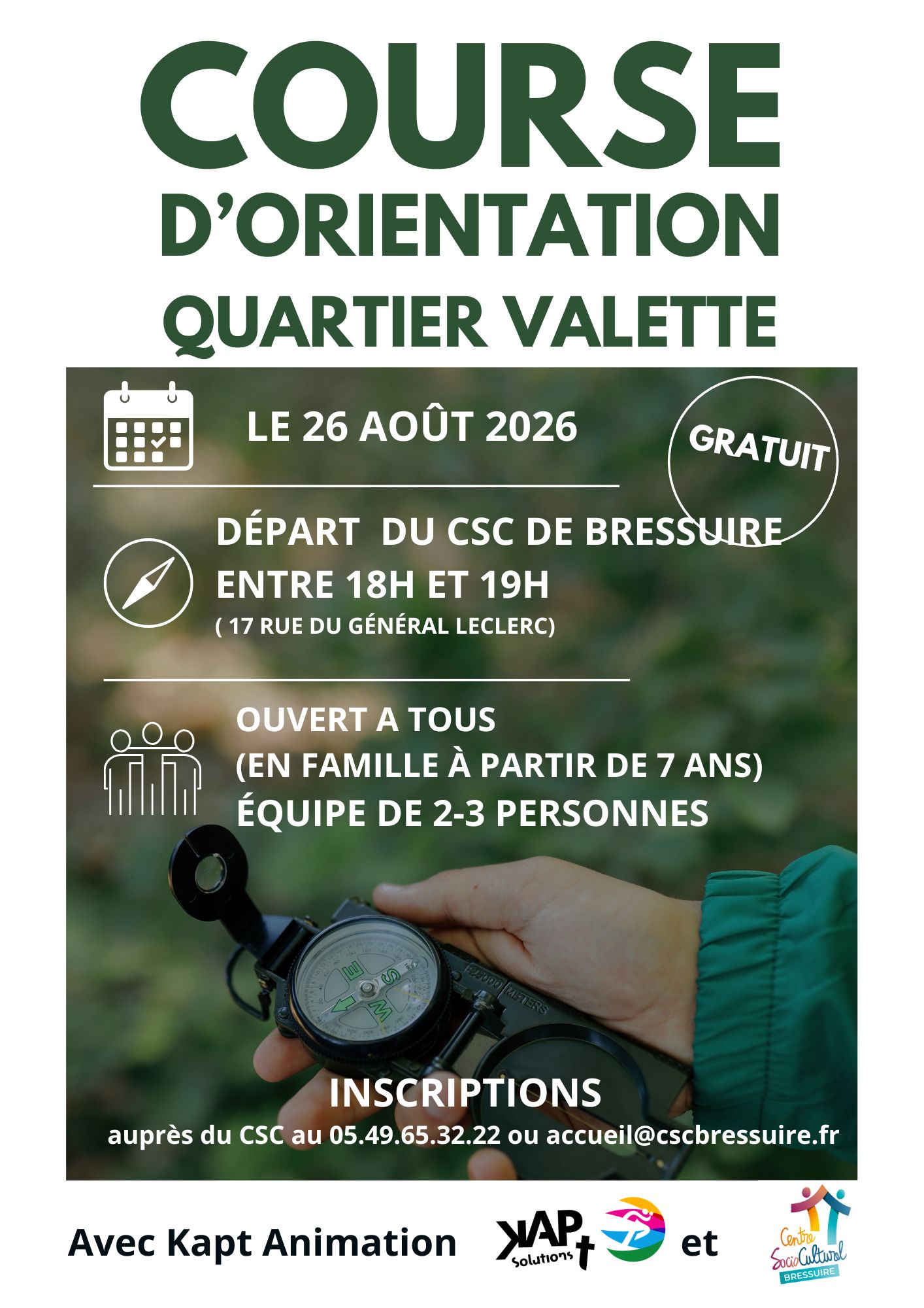 Course d'orientation 17 Rue du Général Leclerc Bressuire 2026-08-26