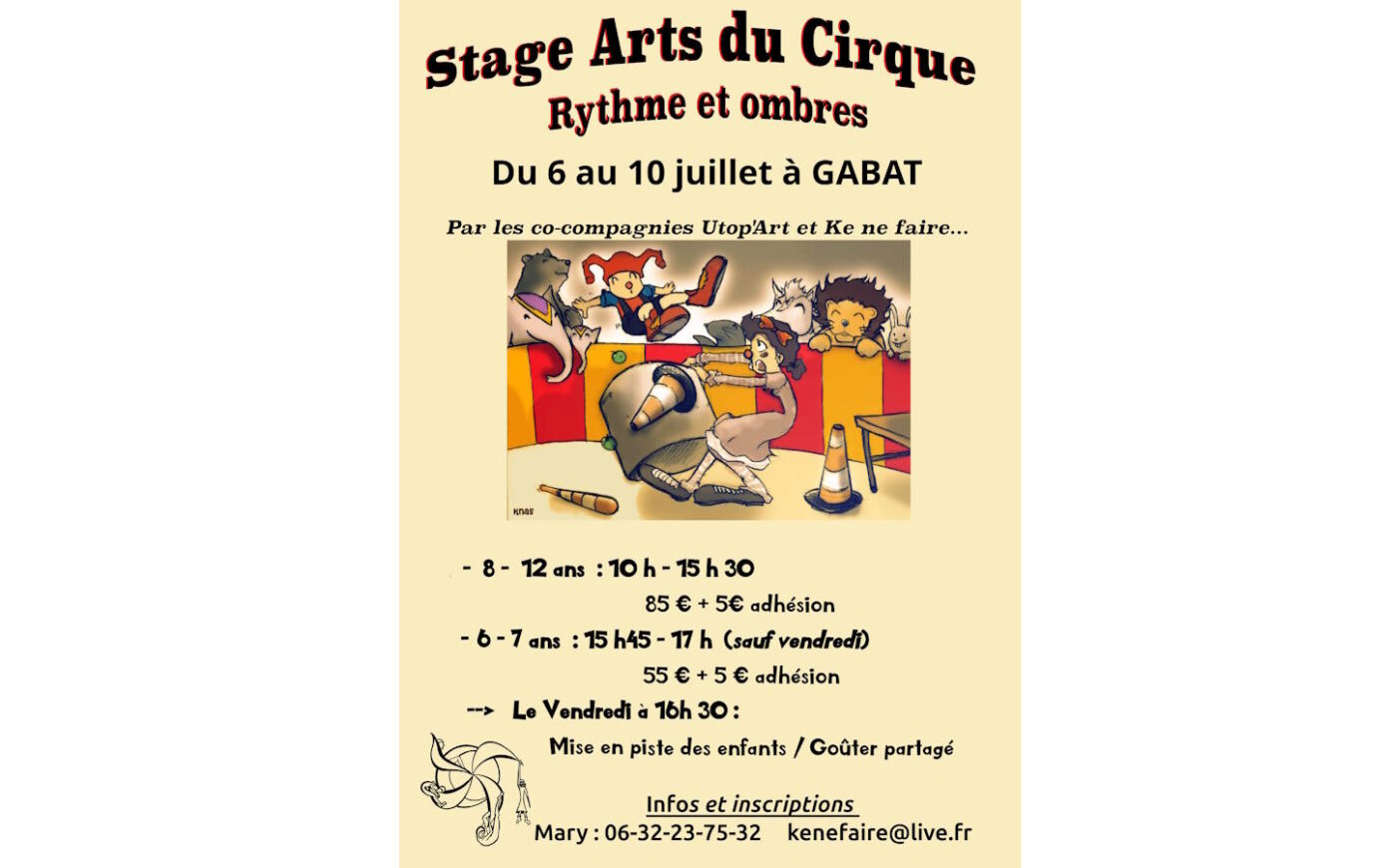 Début du stage Arts du cirque Salle multi-activités Gabat