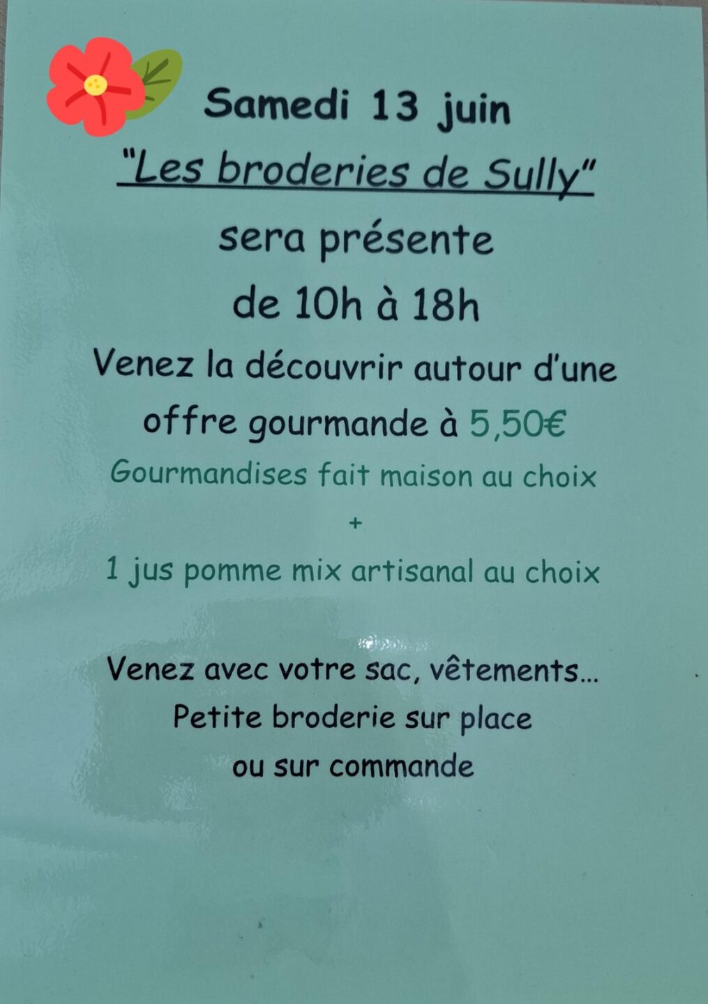 Découverte broderie et goûter healthy Ma pause marché Bayeux