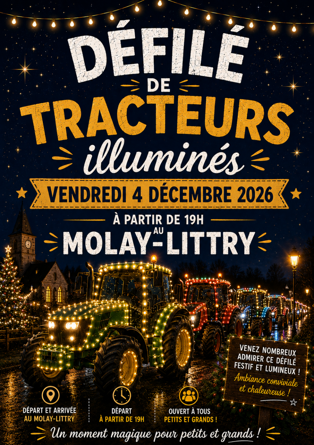 Défilé de tracteurs illuminés Place du Marché Le Molay-Littry 2026-12-04