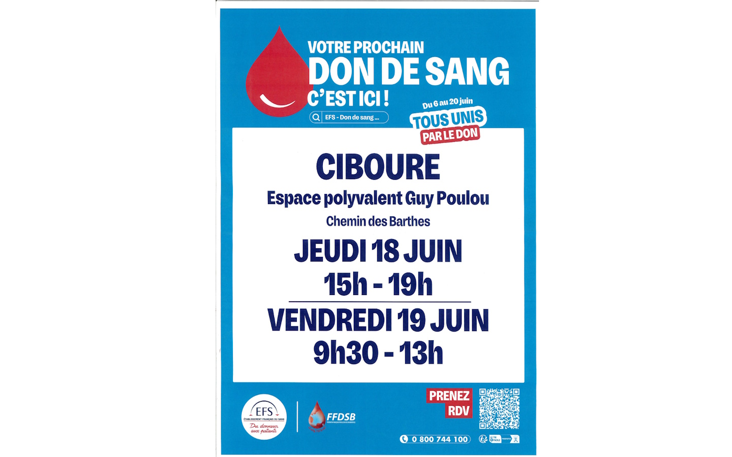 Don de sang Espace polyvalent Ciboure