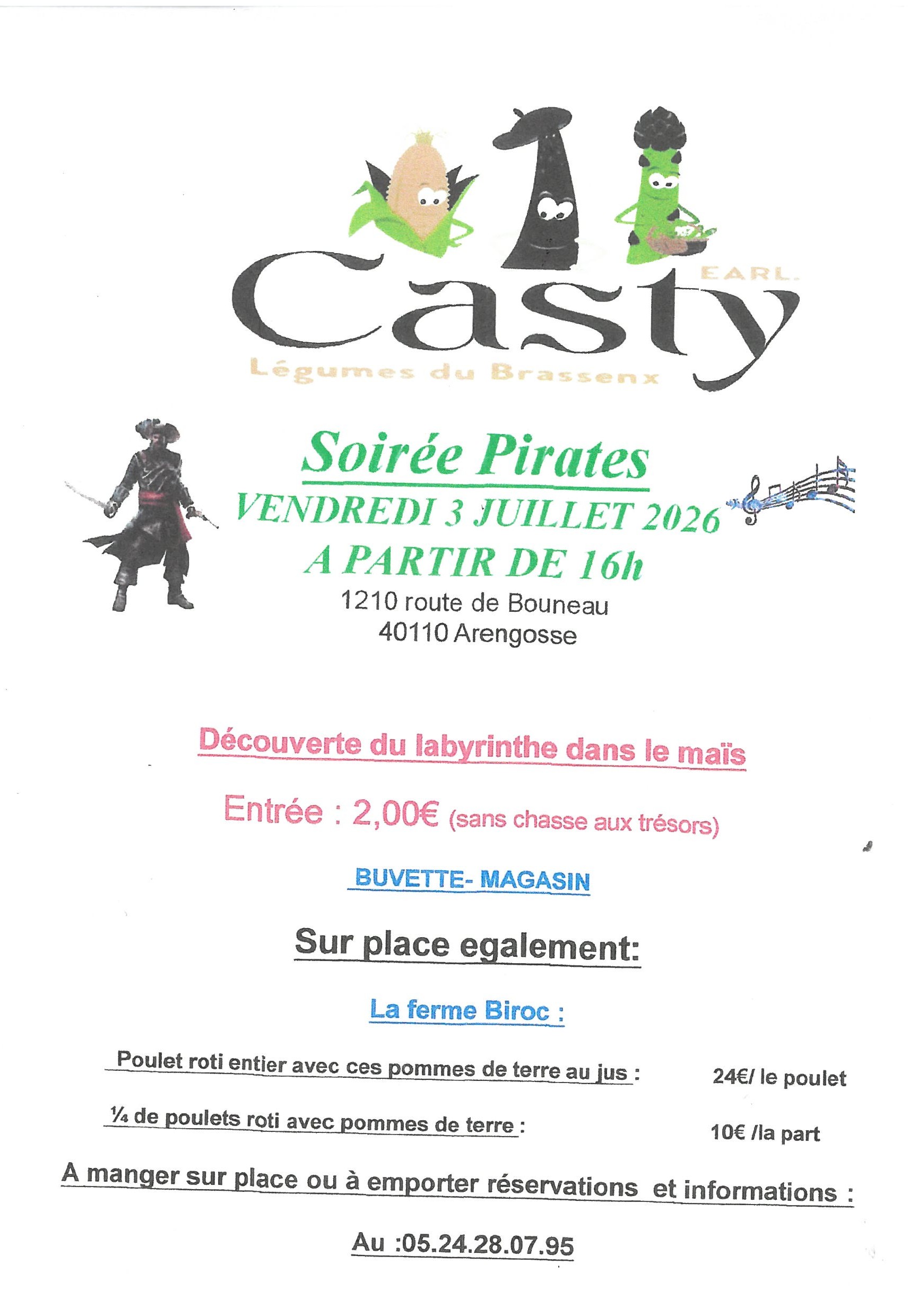 EARL Casty Soirée Pirates 1210 Route de Bouneau Arengosse 2026-07-03