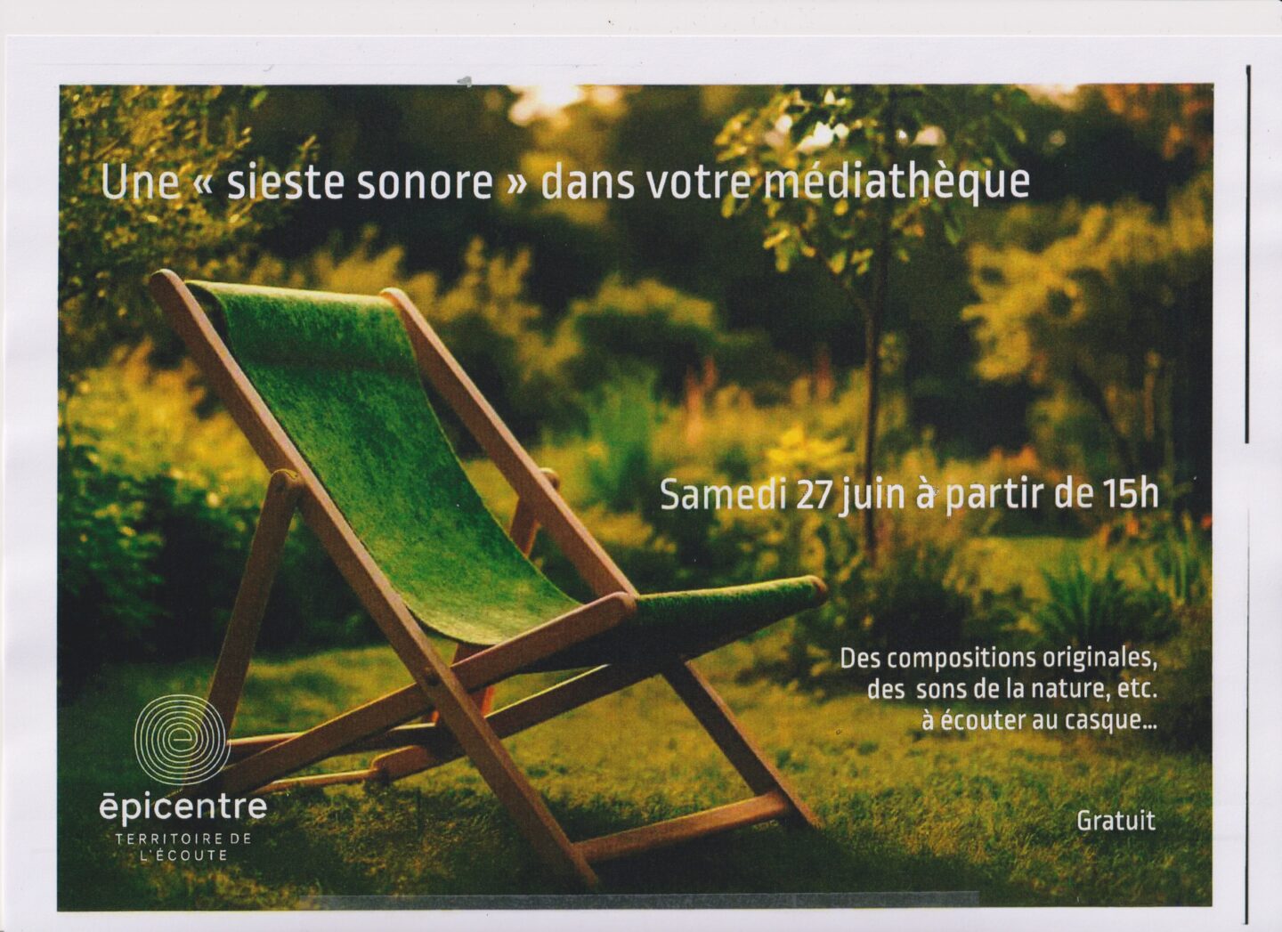 Epicentre Une sieste Sonore Médiathèque Chambon-sur-Voueize