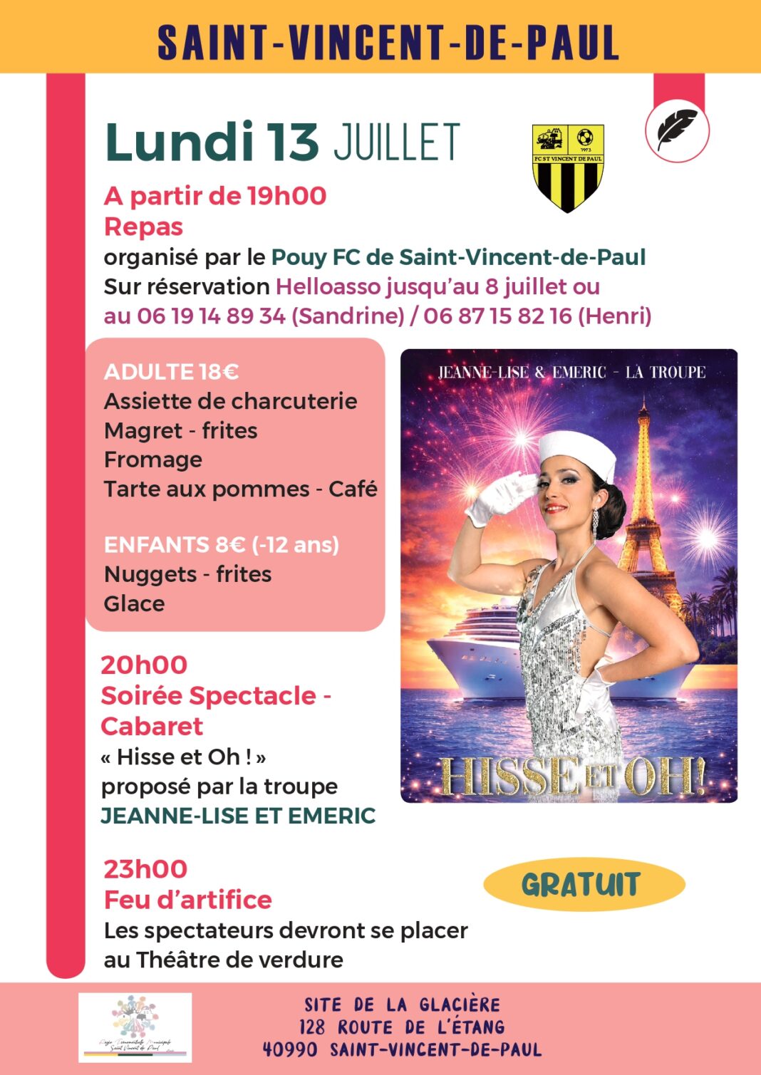 Escale à la Glacière Repas & Spectacle Etang de la Glacière Saint-Vincent-de-Paul