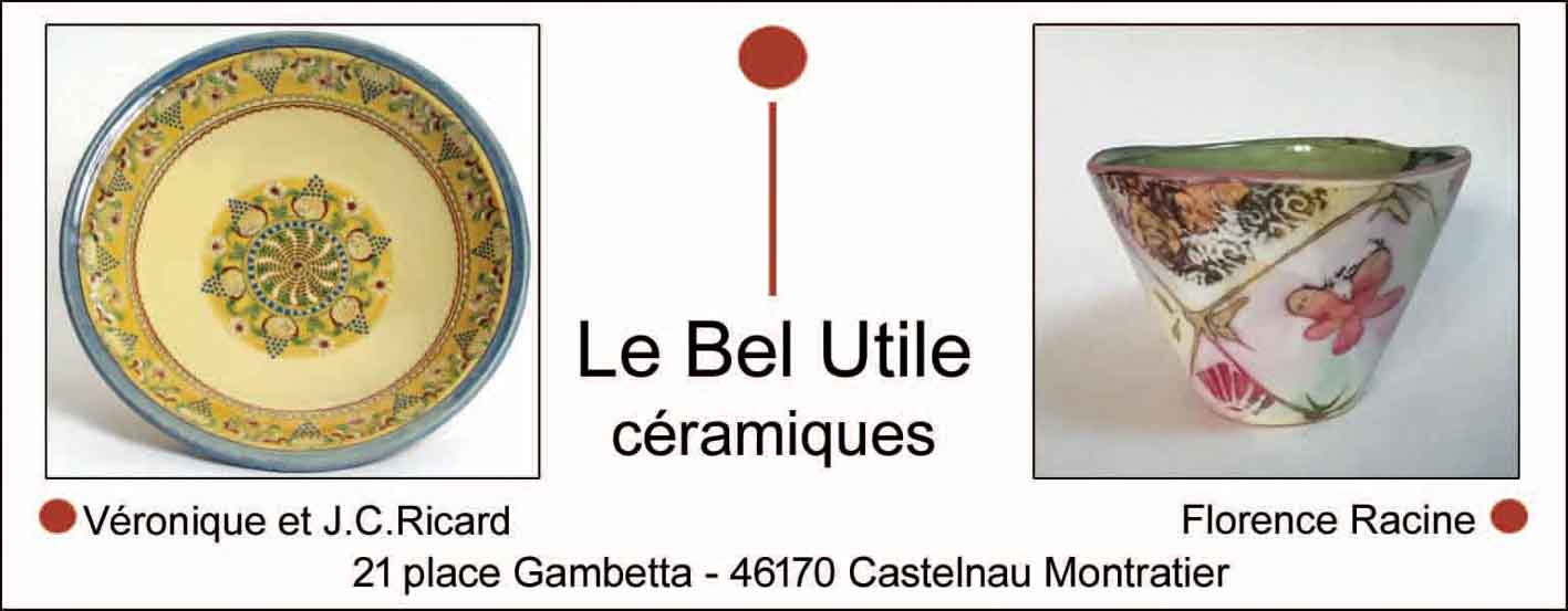 Exposition de céramiques à la galerie Le Bel Utile 21 Place Gambetta Castelnau Montratier-Sainte Alauzie 2026-07-01