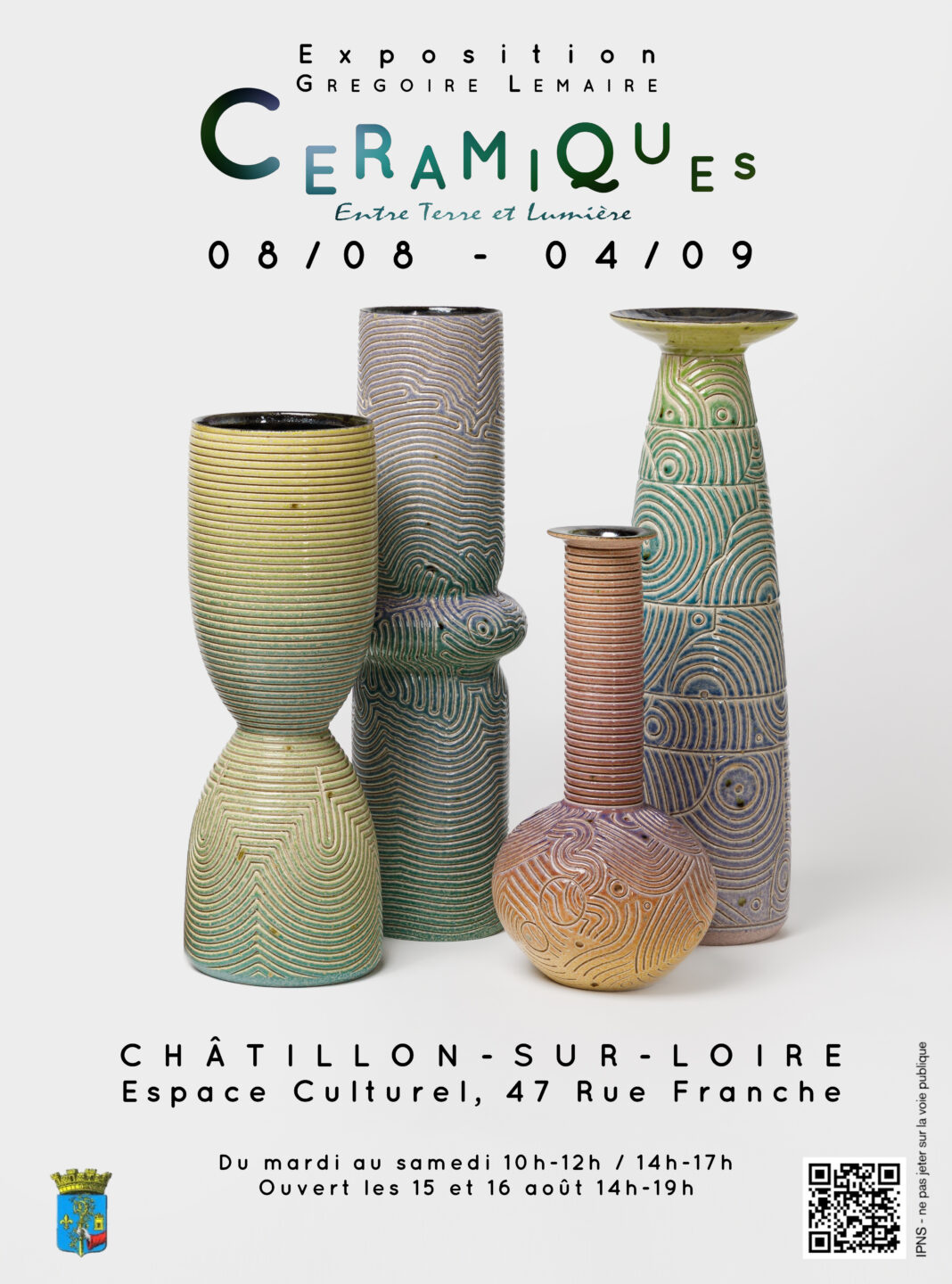 Exposition de céramiques Entre Terres et Lumière de Grégoire Lemaire 47 Rue Franche Châtillon-sur-Loire 2026-08-08