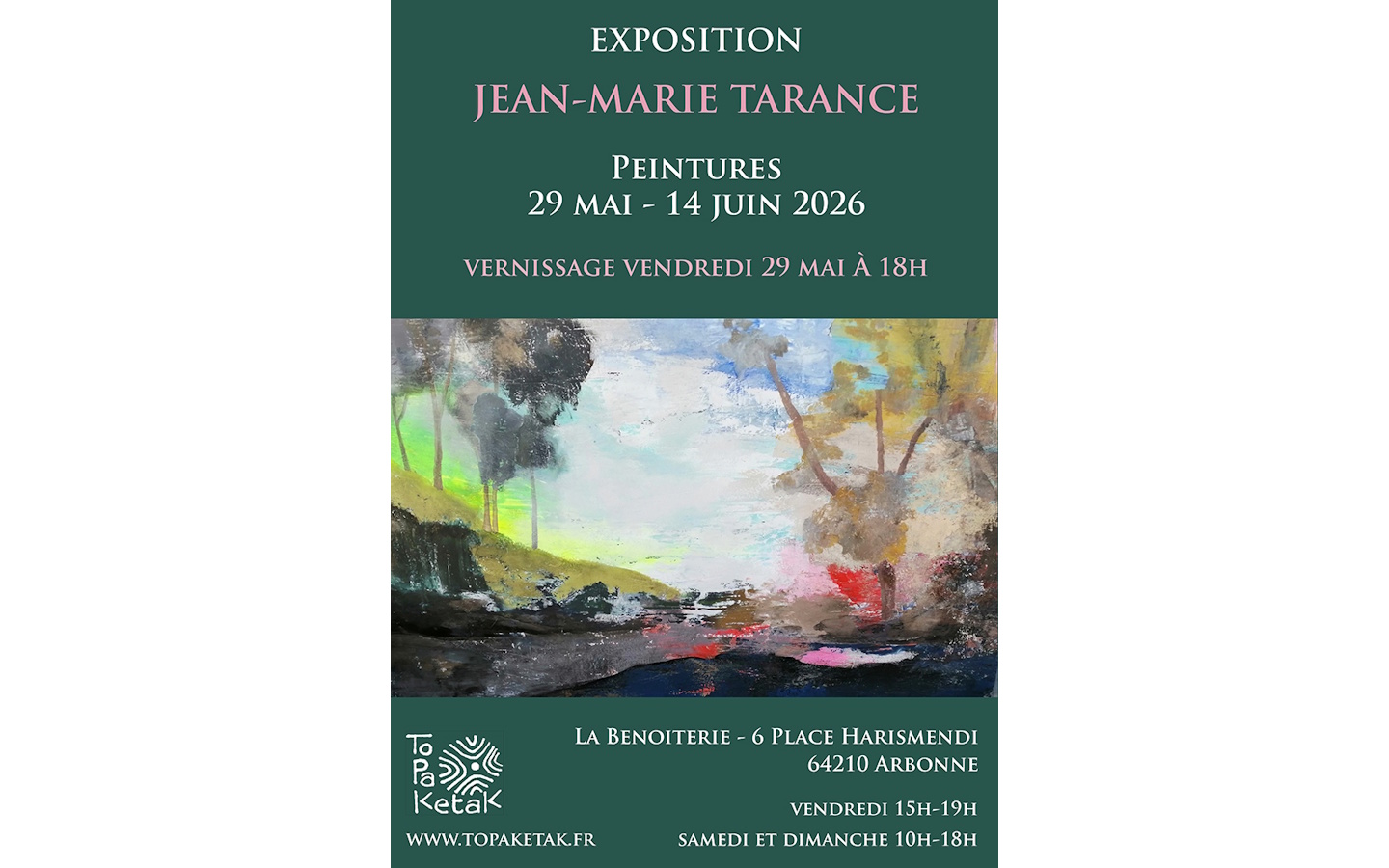 Exposition de Jean-Marie Tarance Place Harrismendi Arbonne