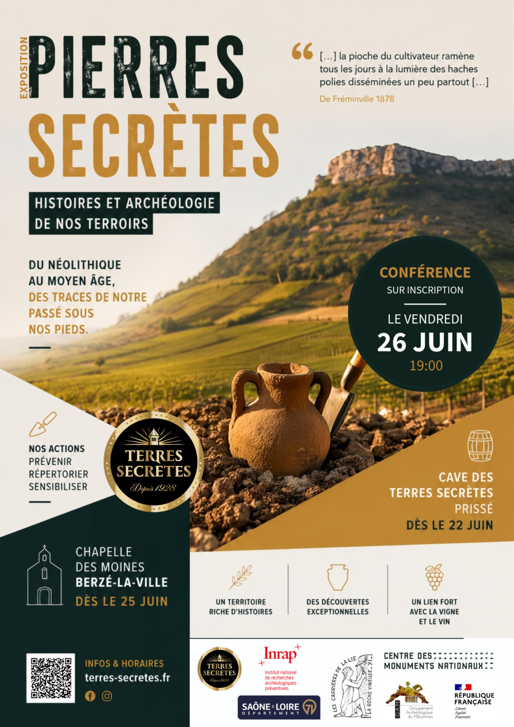 Exposition et conférence De la ferme gauloise à la villa romaine, en Mâconnais Vignerons des Terres Secrètes Prissé
