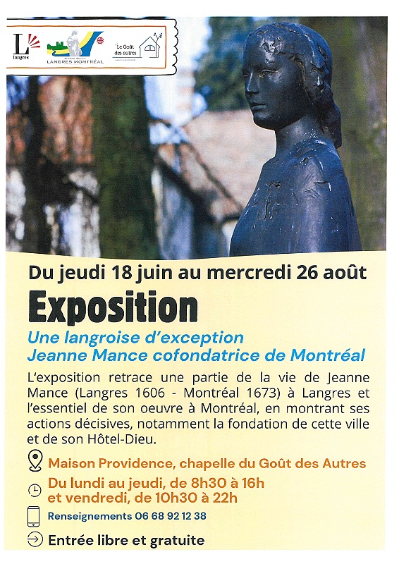 Exposition Une Langroise d'exception Jeanne Mance Maison Providence