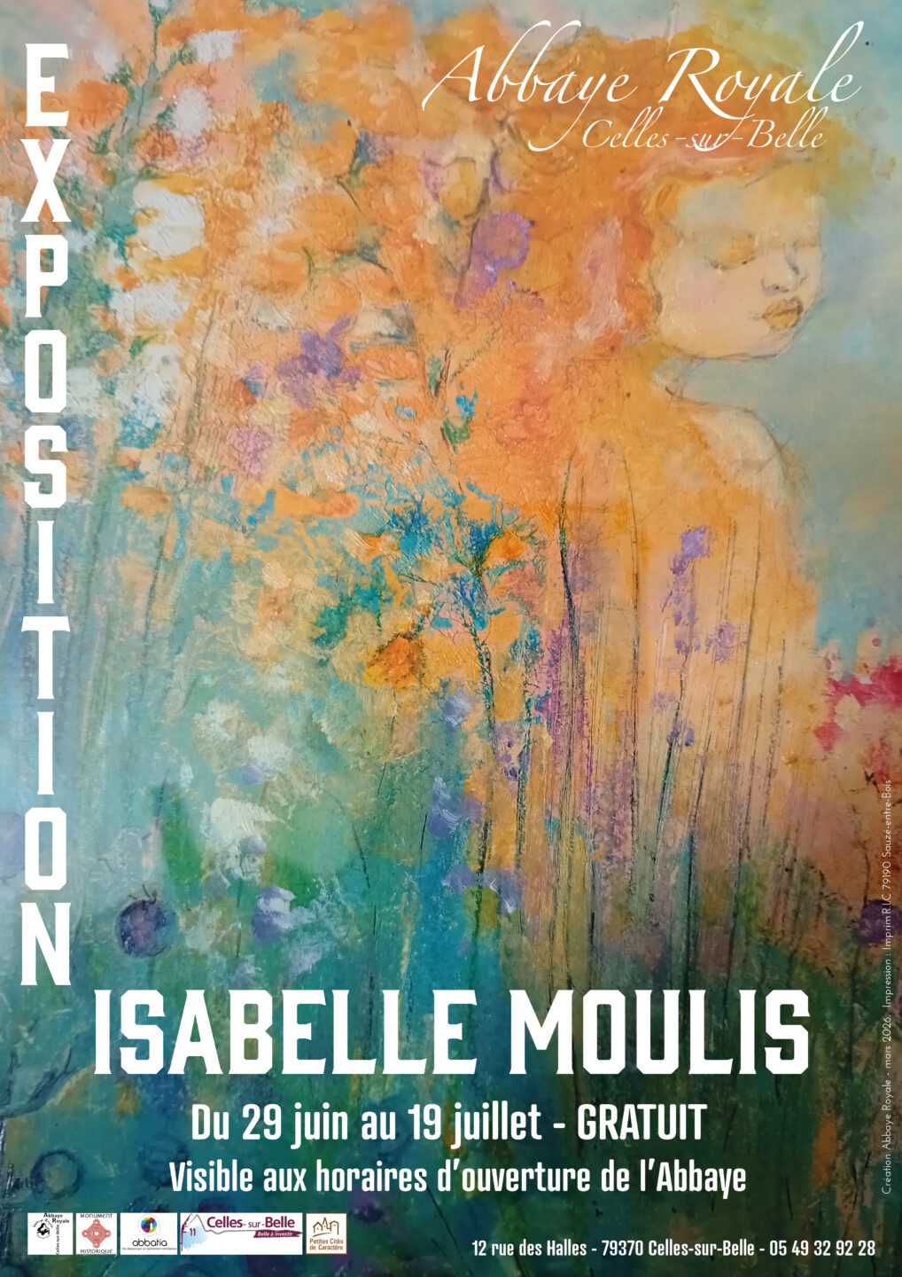 Exposition · Isabelle Moulis Salle du pilier de l’Abbaye Celles-sur-Belle